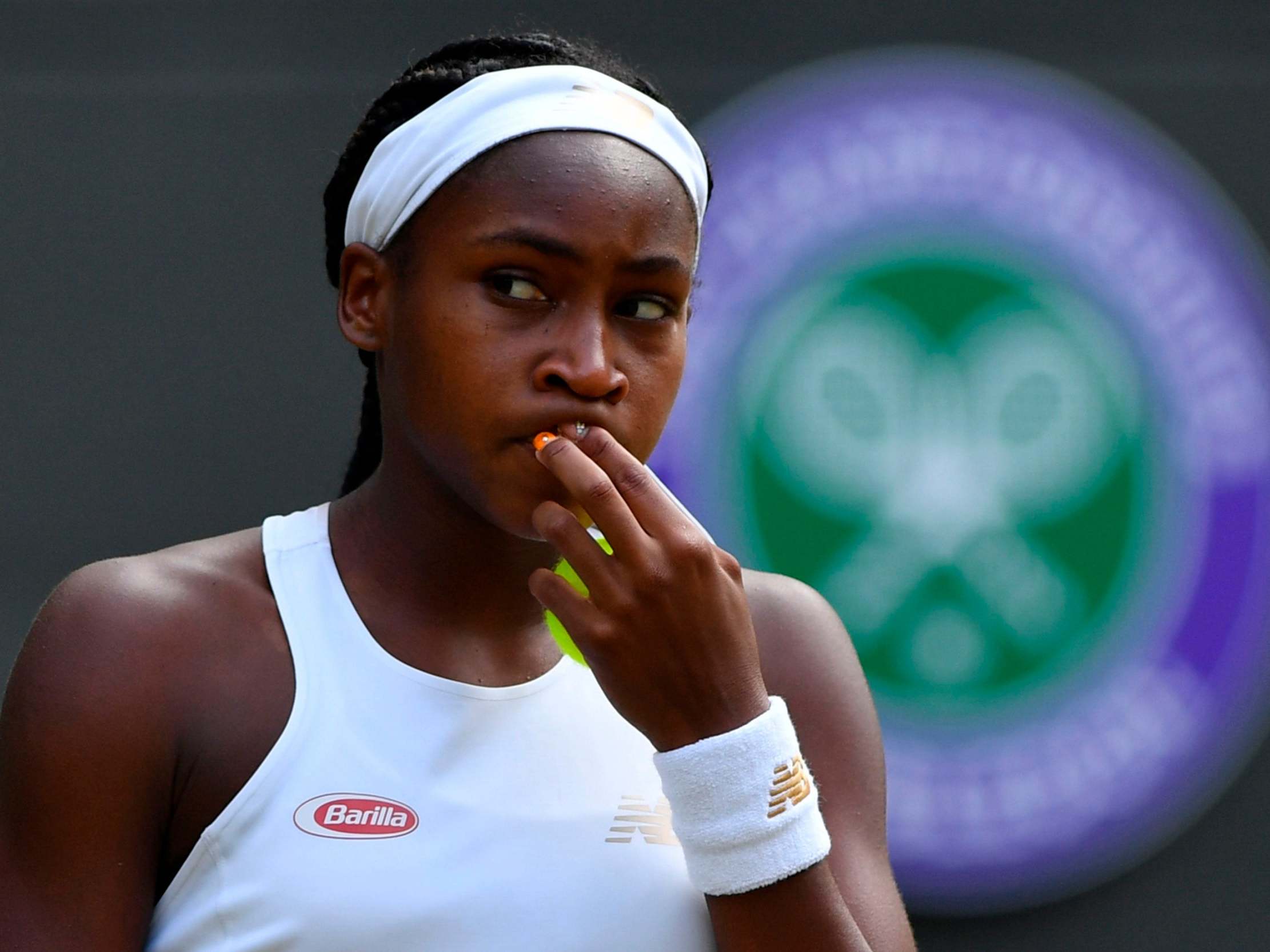 US player Cori Gauff reacts