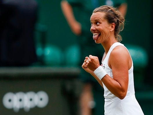 Barbora Strycova celebrates victory