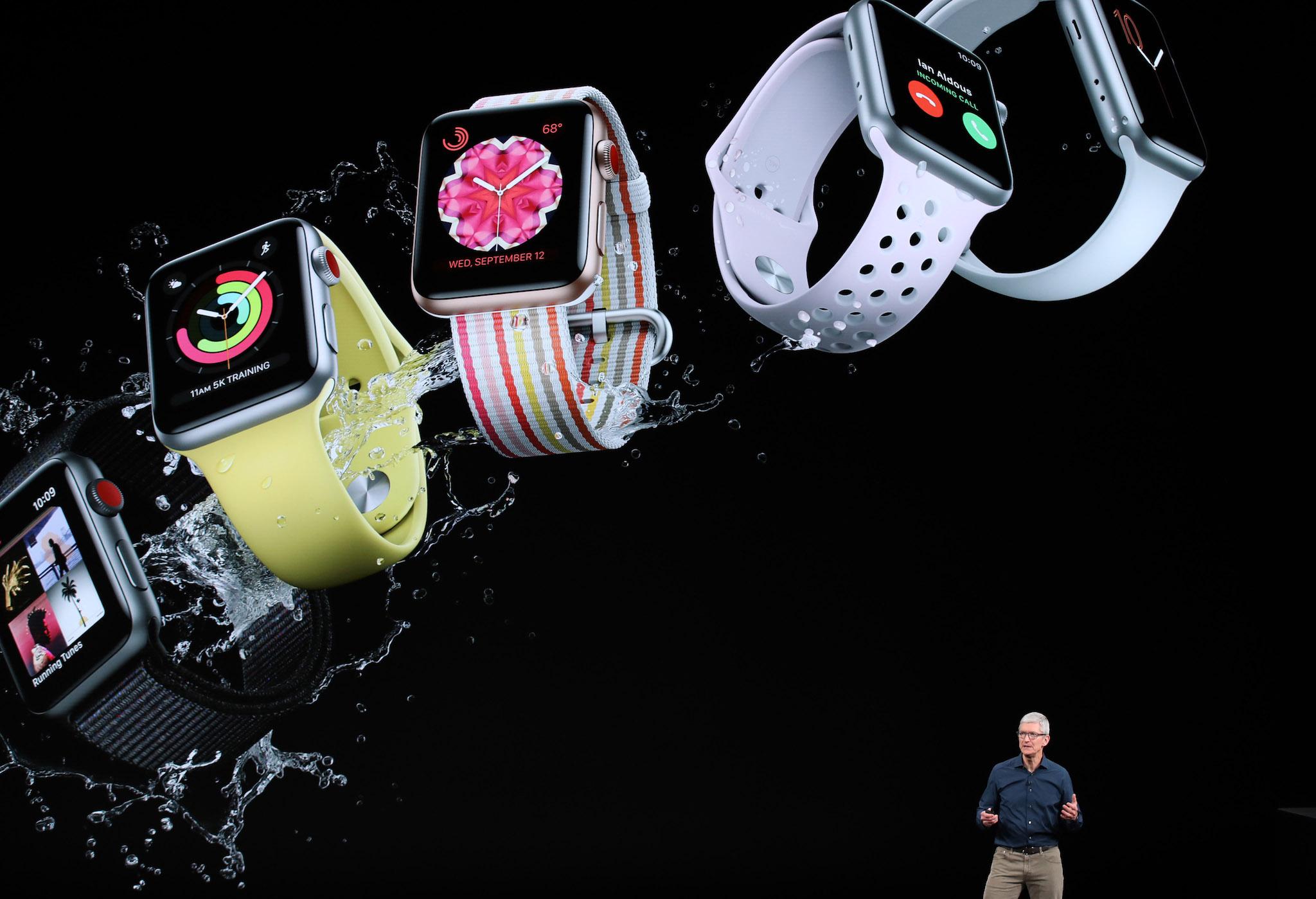 Tim Cook, chief executive officer of Apple, speaks during an event at the Steve Jobs Theater at Apple Park on September 12, 2018 in Cupertino, California