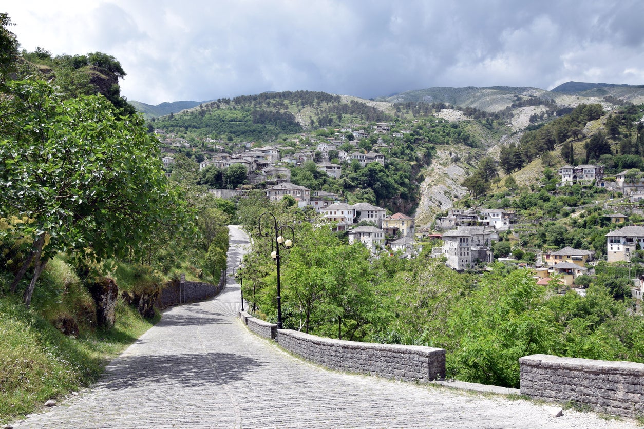 Gjirokaster is green and hilly