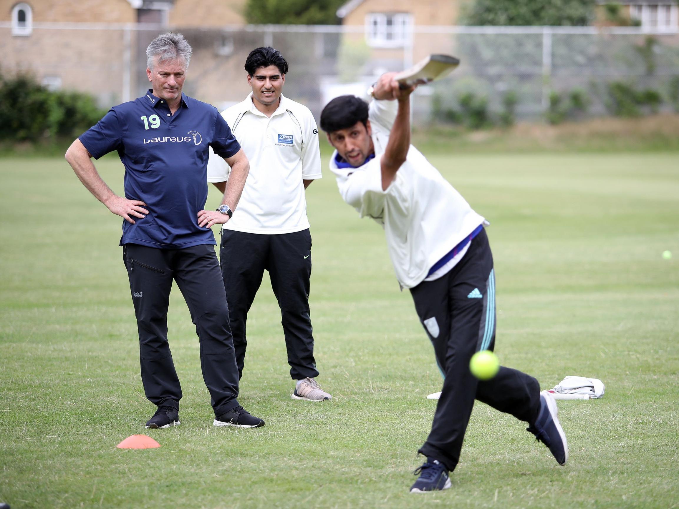 Waugh helped with a training session