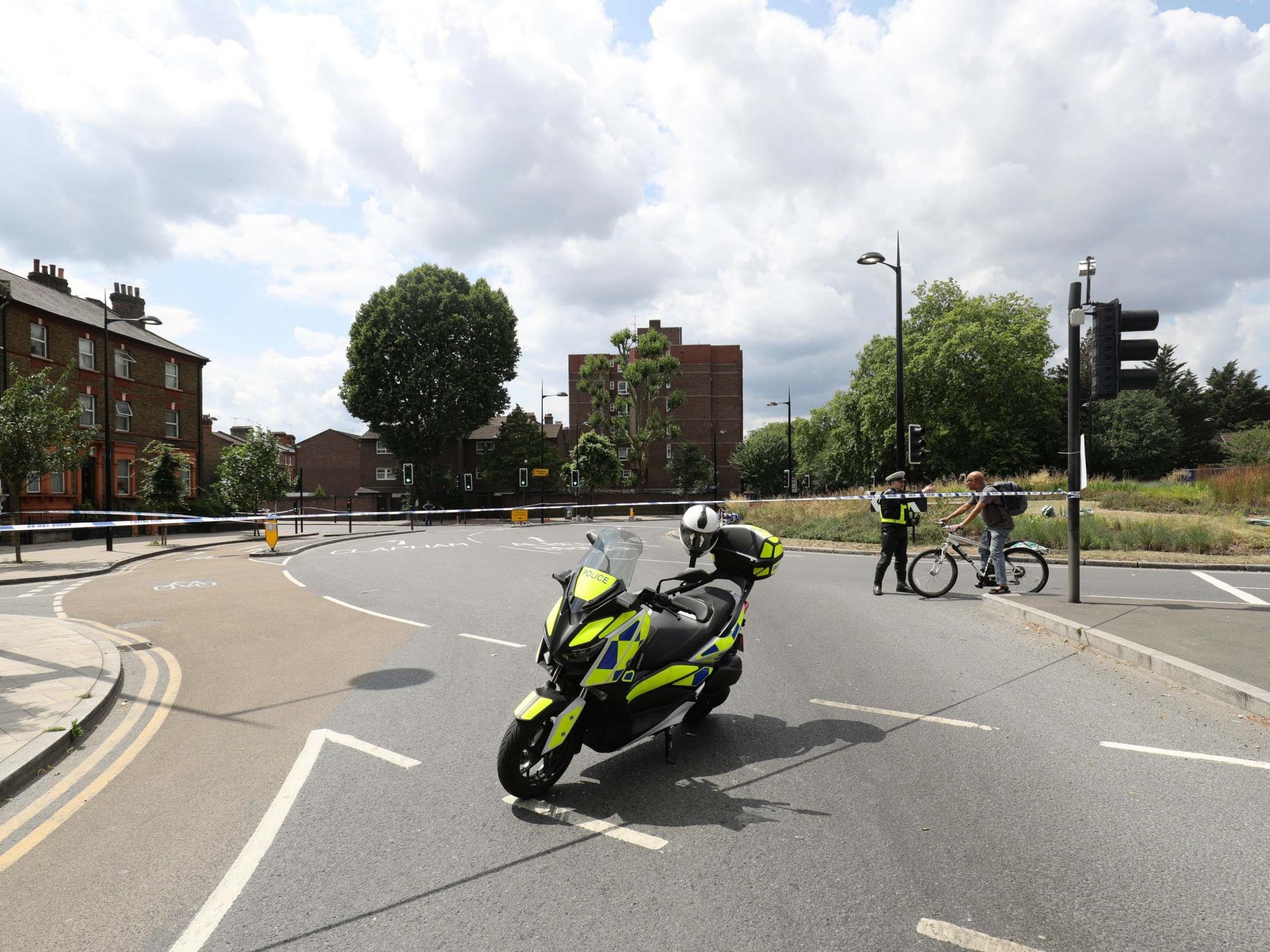 The scene of the collision in Battersea, south-west London