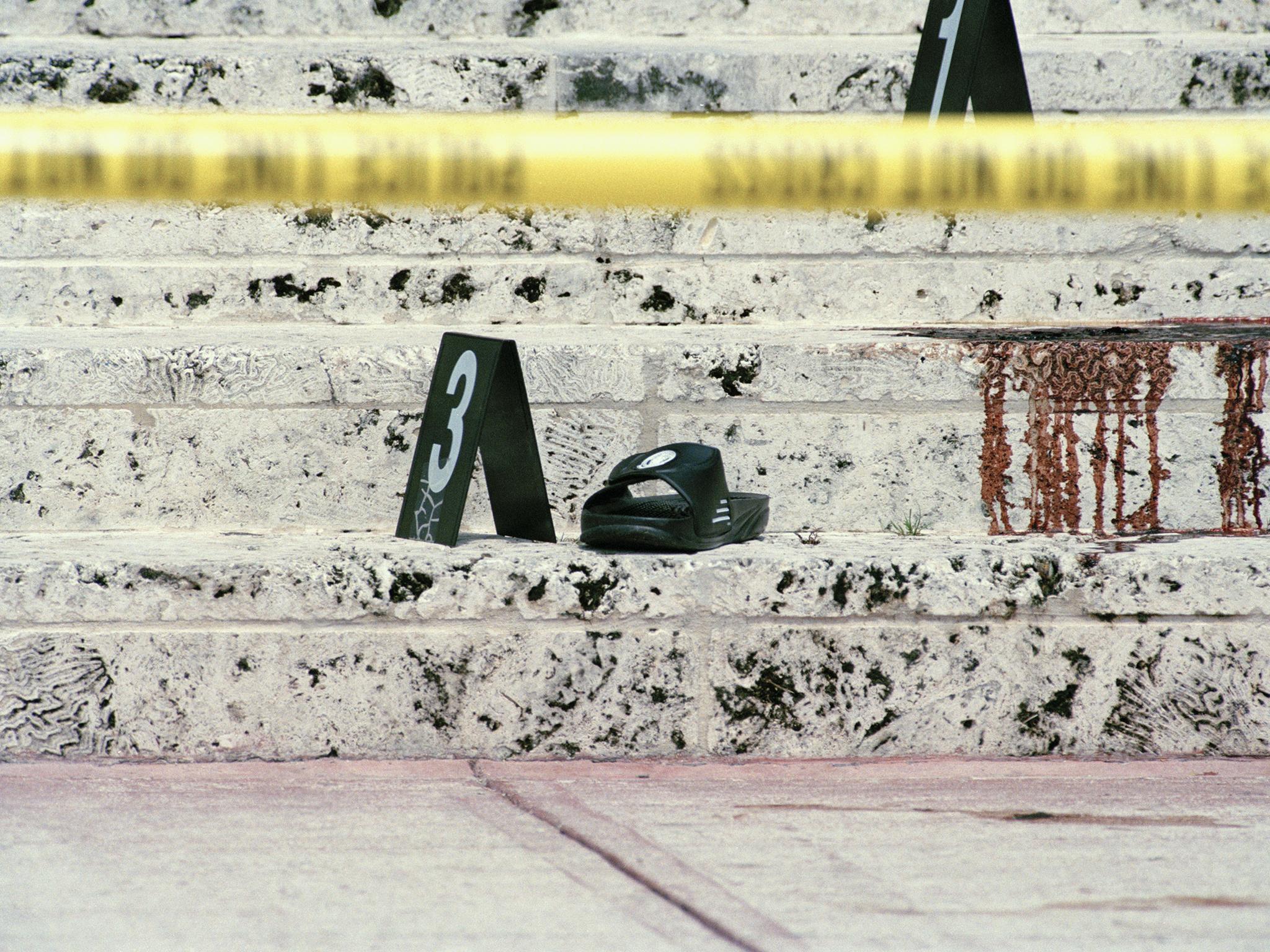 Steps of the Miami Beach home of Gianni Versace shortly after he was murdered