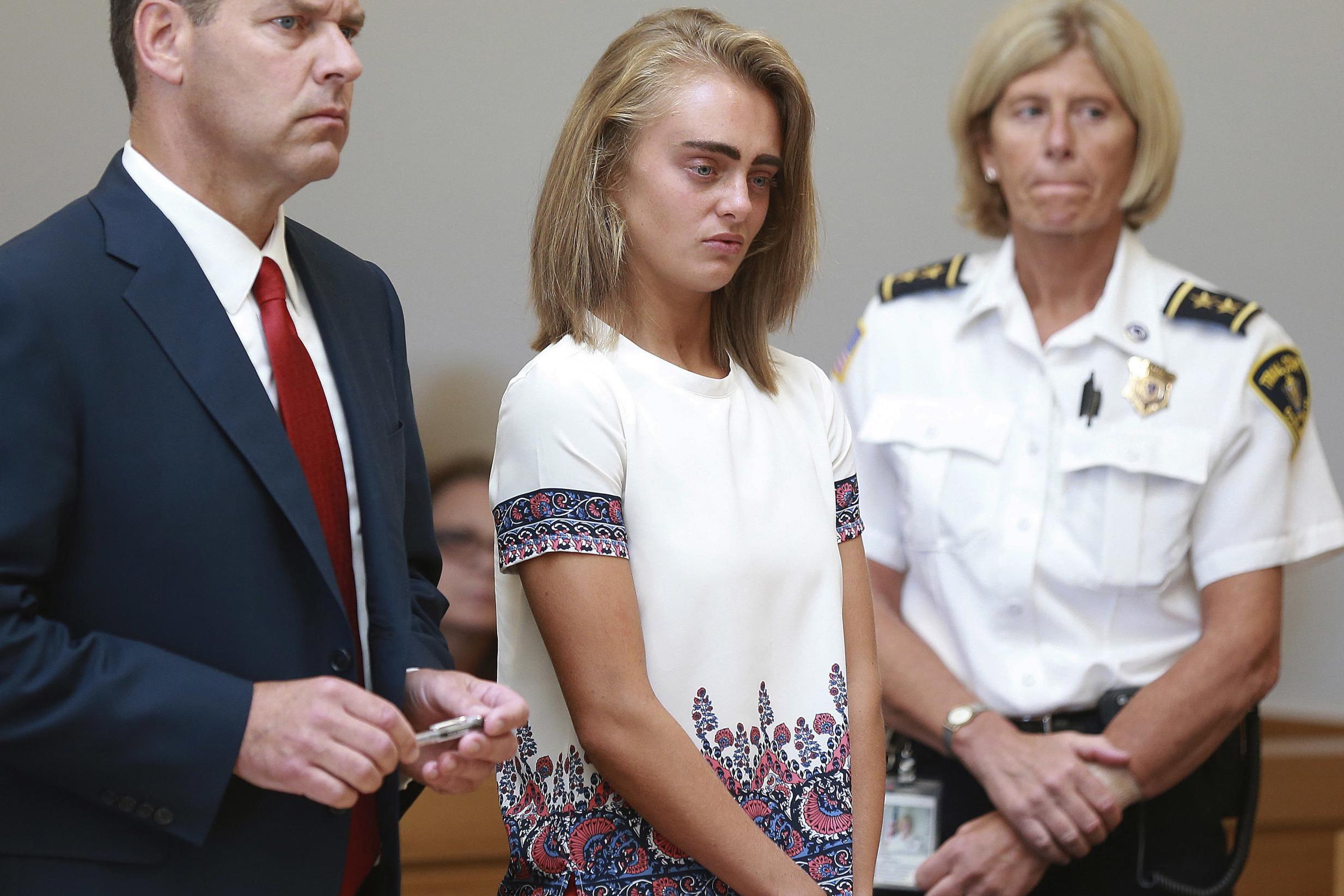 Michelle Carter listens to her sentencing on 3 August 2017 after being found guilty of involuntary manslaughter