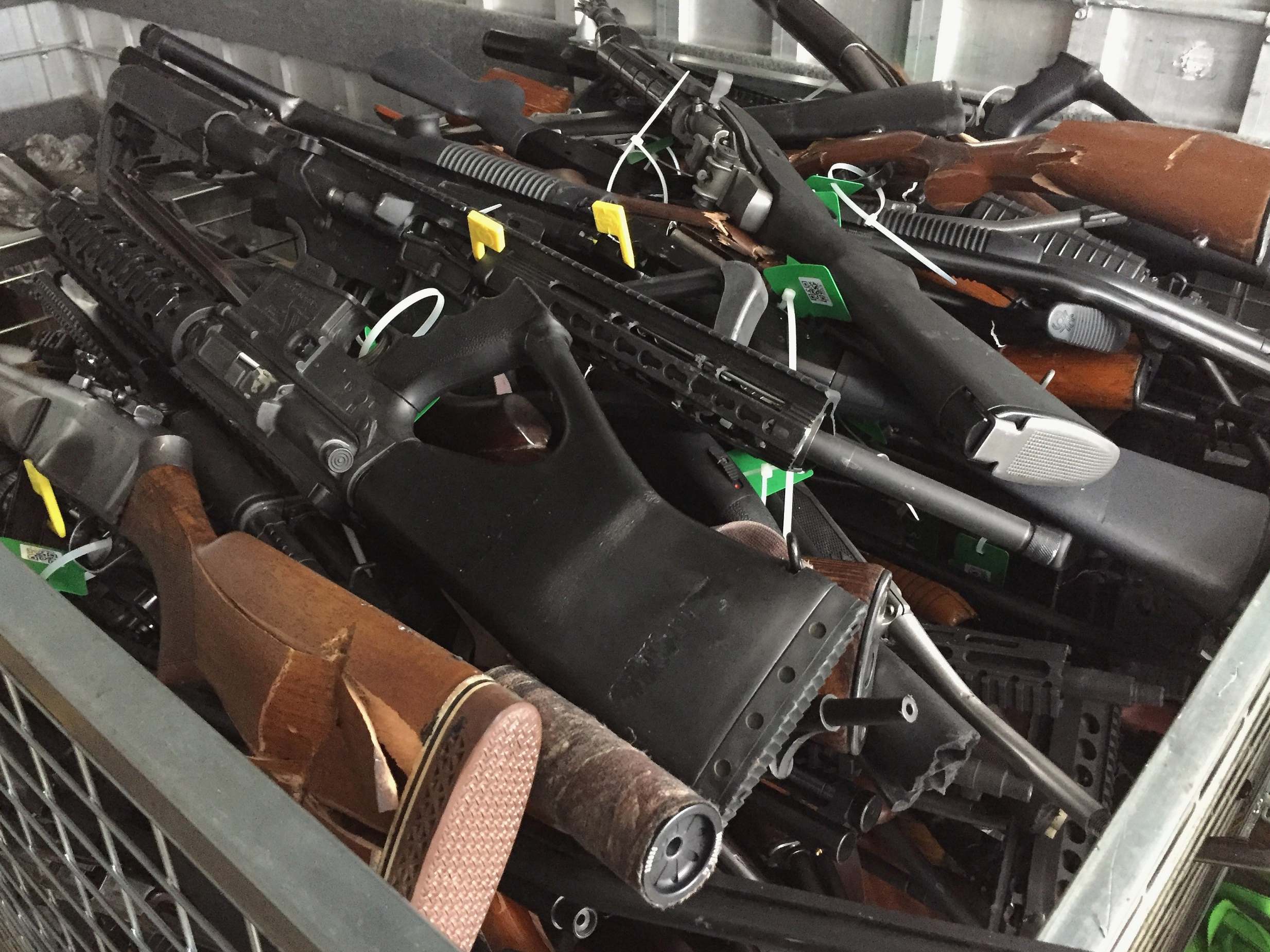 Police photographs show the firearms collected at the first buyback event of the amnesty on newly illegal weapons, which will run until 20 December