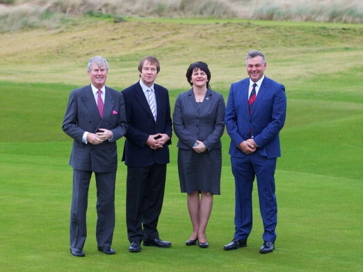 Redmond O’Donoghue, George O’Grady, Arlene Foster and Darren Clarke