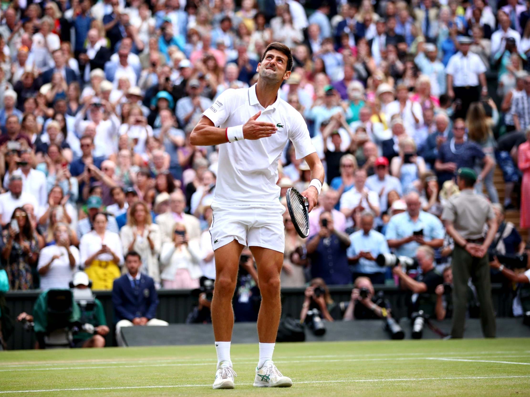 Djokovic celebrates winning the title