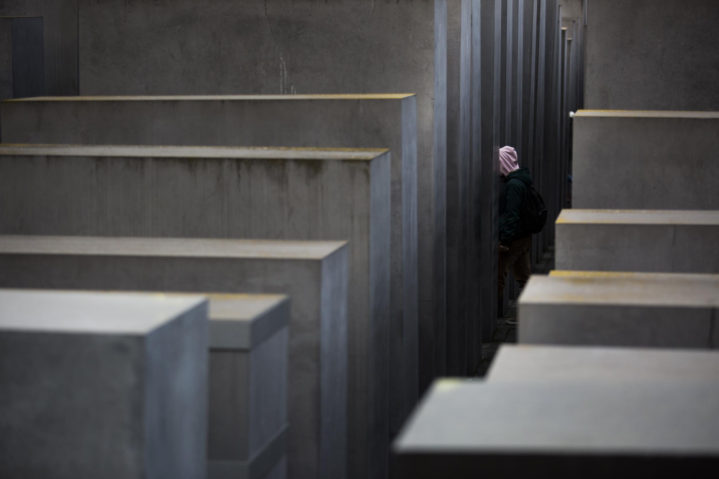 A man walks through the Holocaust Memorial on February 20, 2019 in Berlin, Germany. (Getty Images)