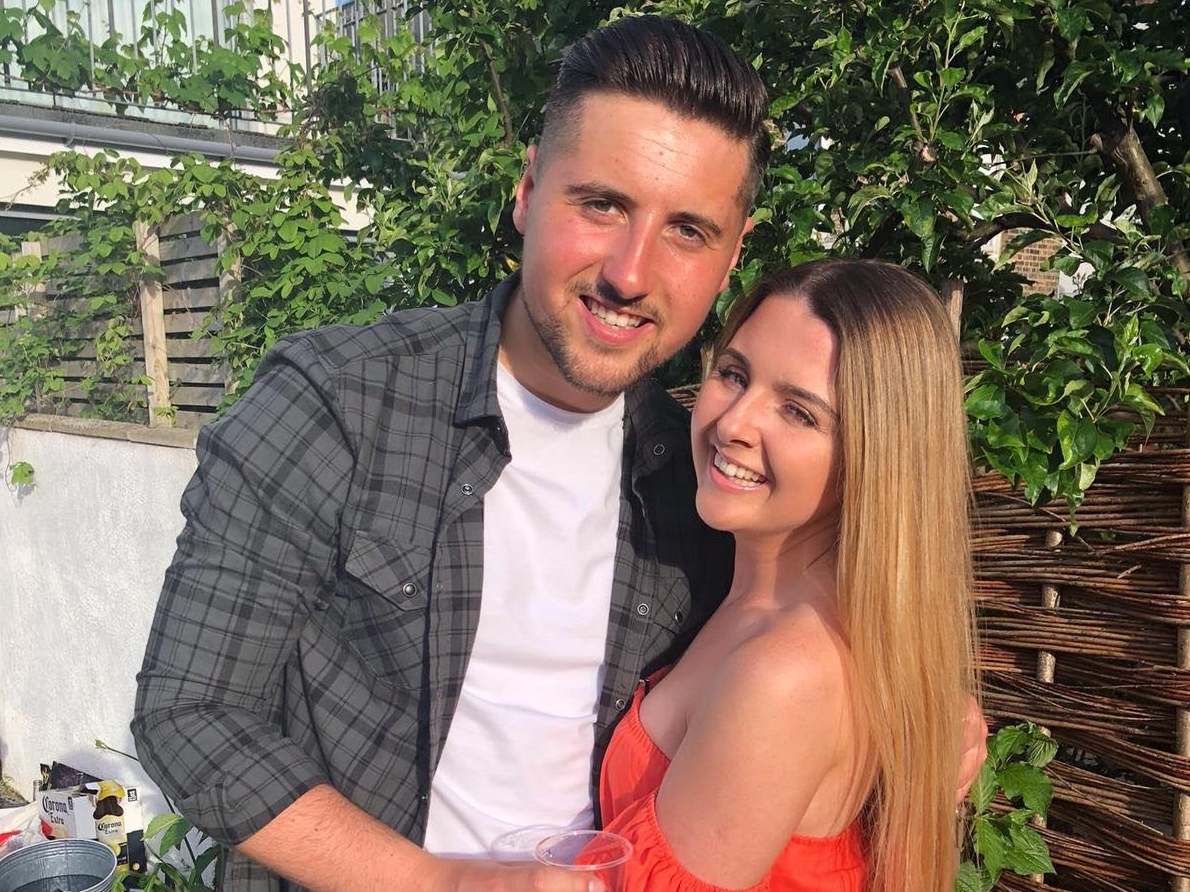 David Briffaut, 23, who may be paralysed for life after an accident at Aqualandia waterpark in Benidorm, pictured with girlfriend Penny Bristow.