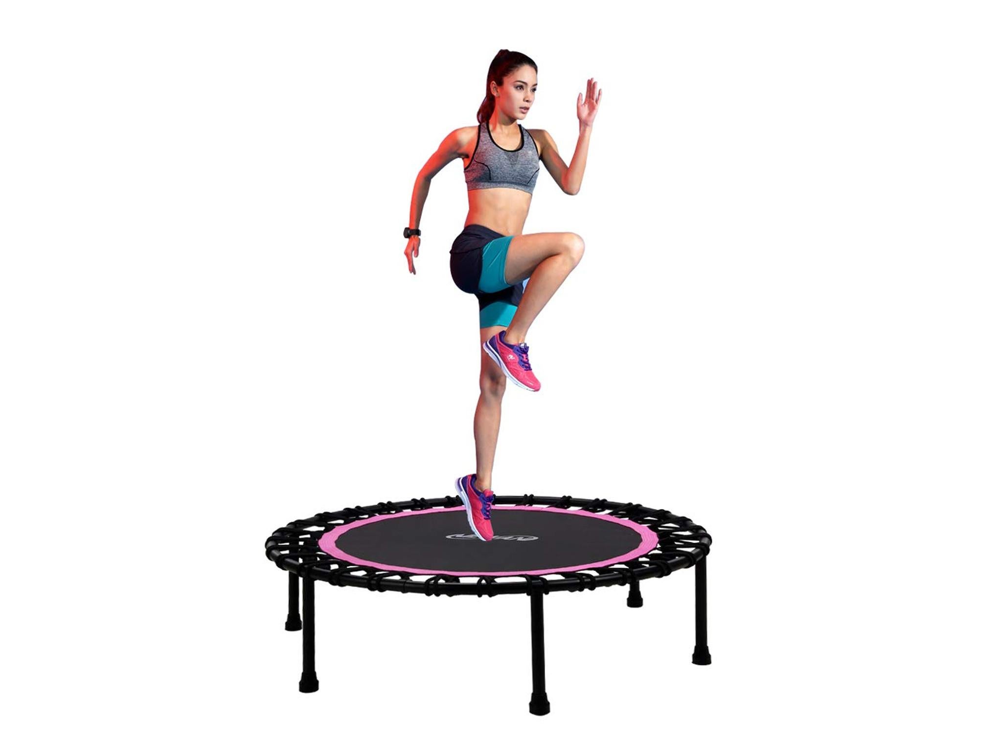 Product is accompanied by an image of a woman wearing sportswear doing exercises and is recommended to be used for workouts for adults and children