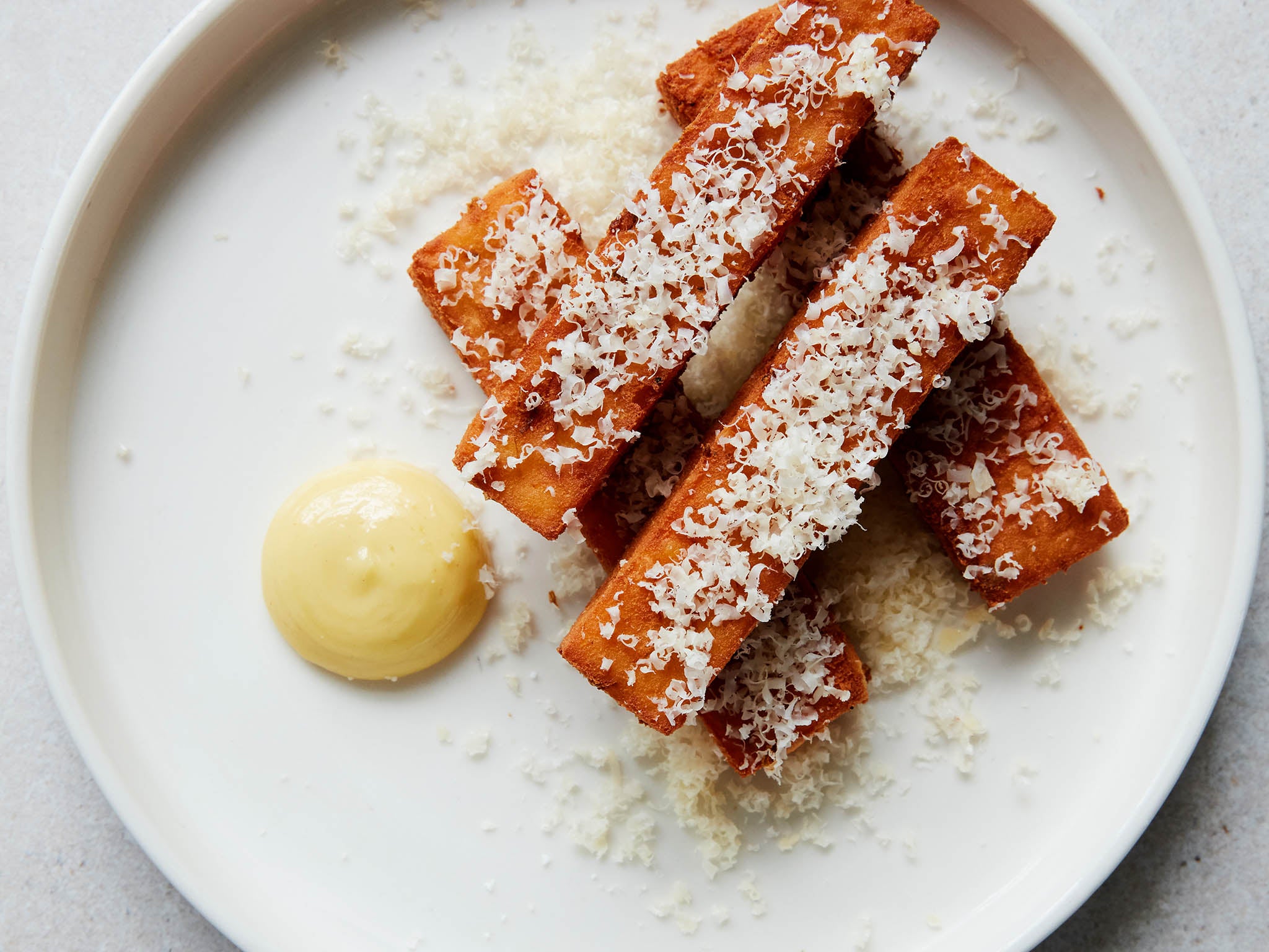 &#13;
The comte fries were potent little Jenga bricks made from chickpea flour &#13;