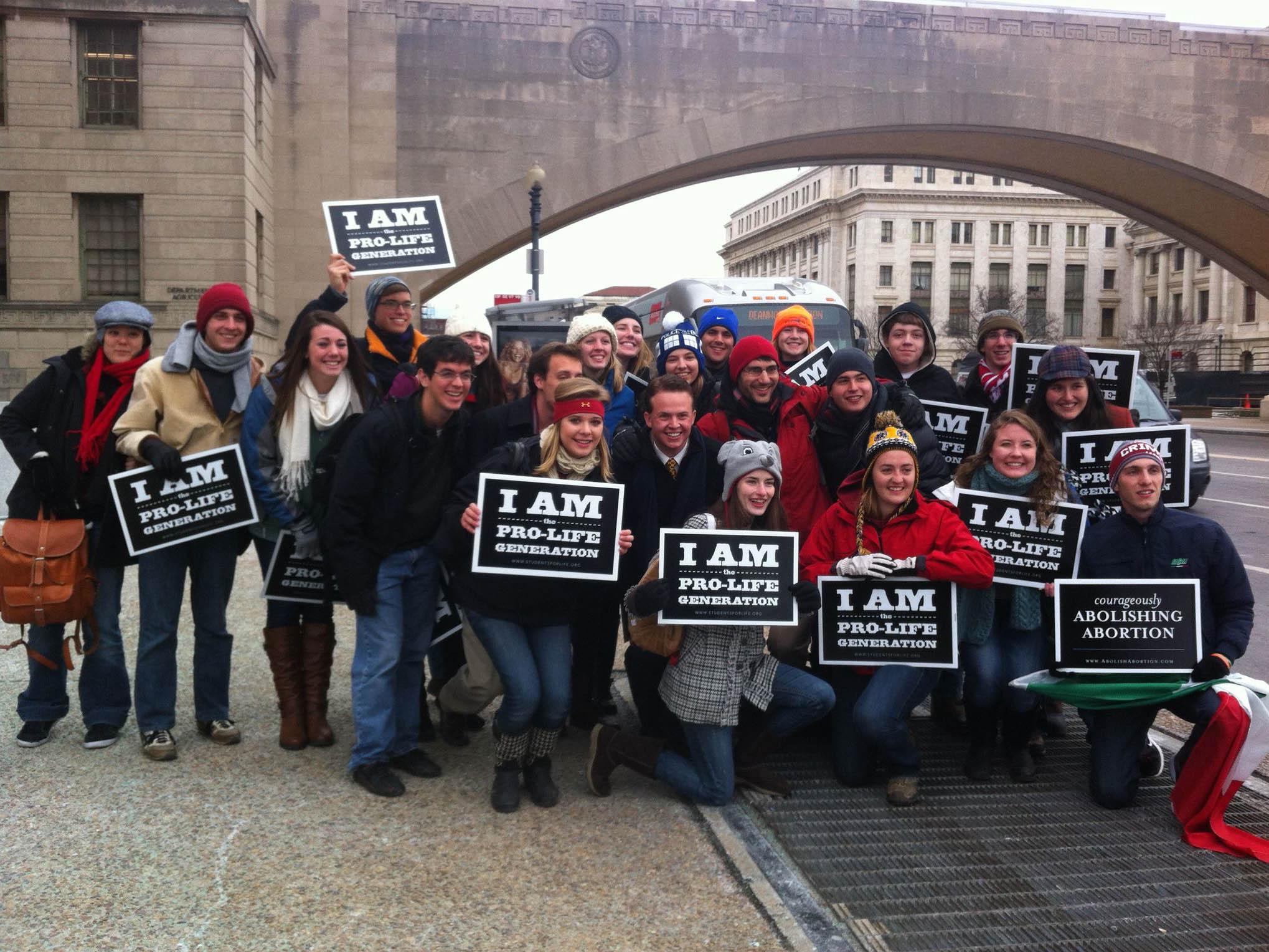 The student group at the March for Life in Washington