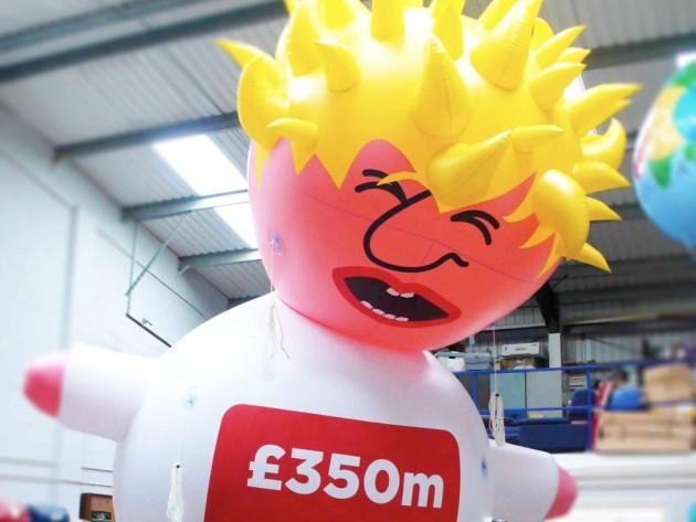 The £6,000 inflatable will float above the capital during the March For Change