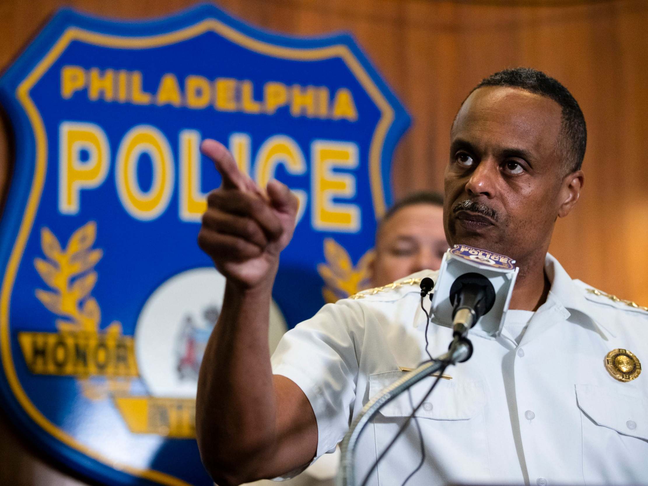 Philadelphia police commissioner Richard Ross speak during news conference