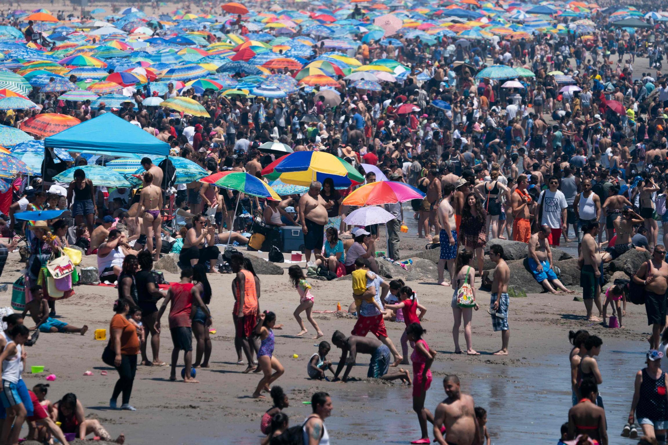 Beachgoers at the Coney Island Beach in New York