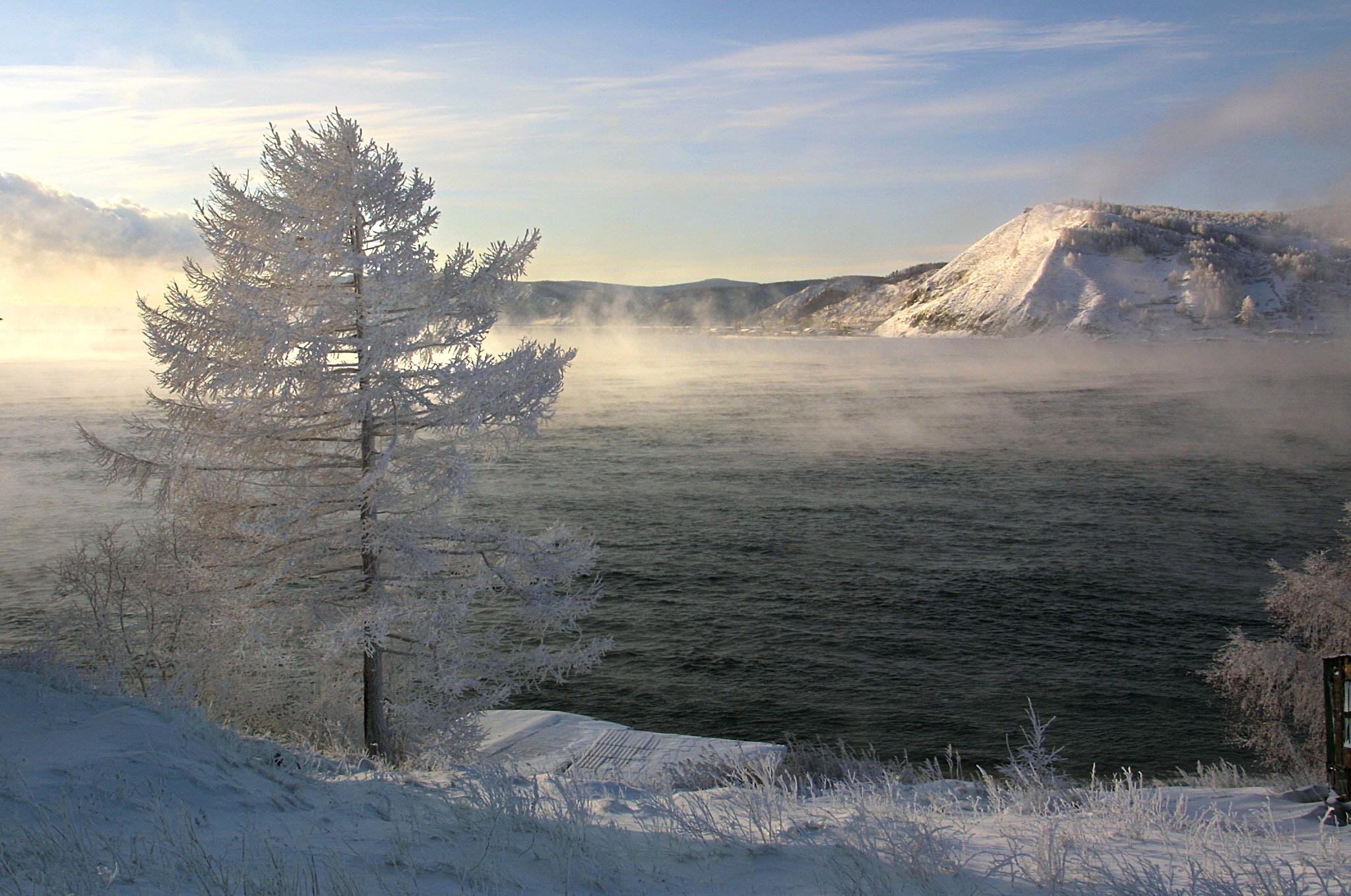 A view of Lake Baikal taken on 11 December, 2000 from the village of Listvyanka.