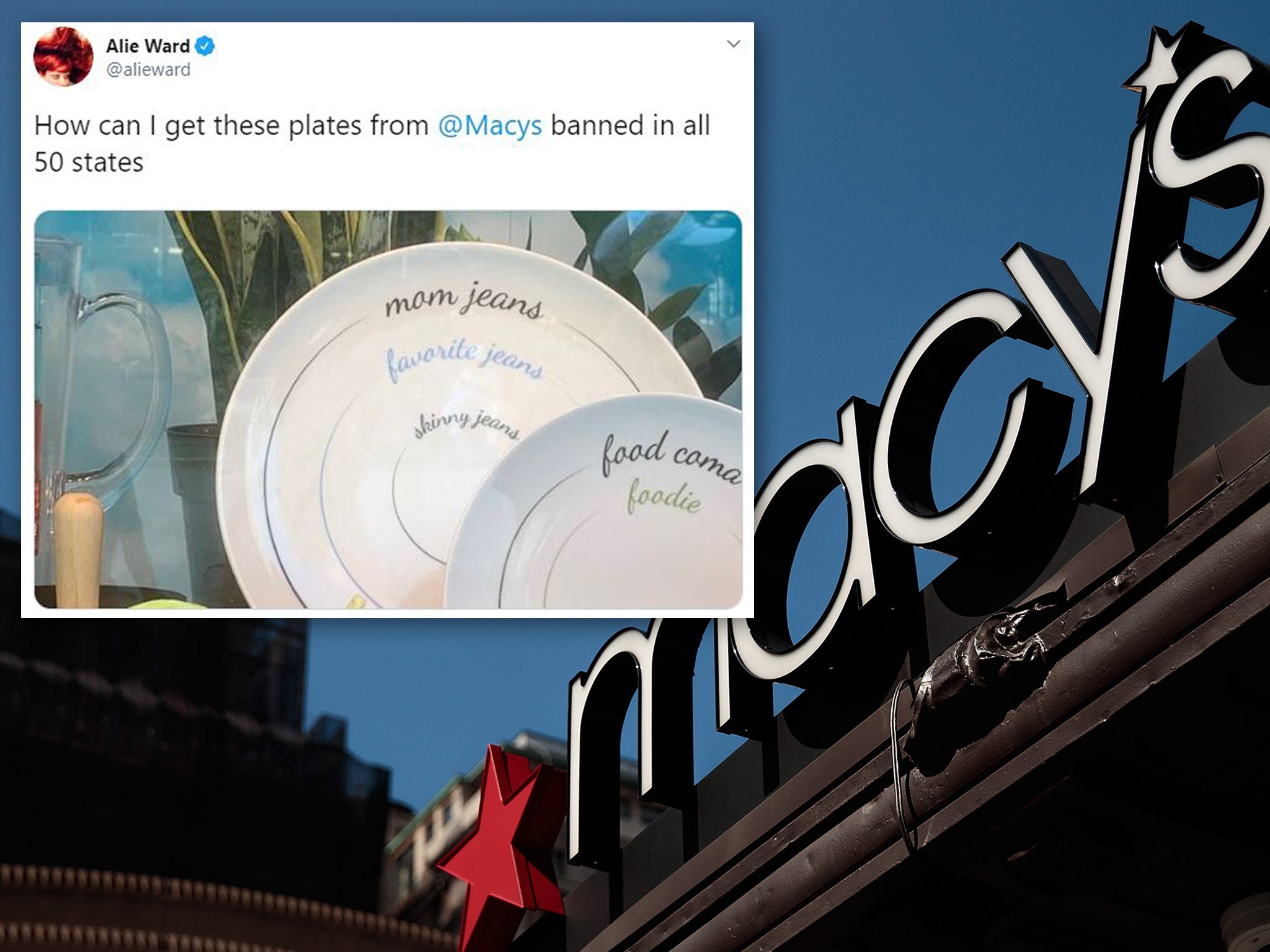 Macy's department store; Alie Ward's tweet