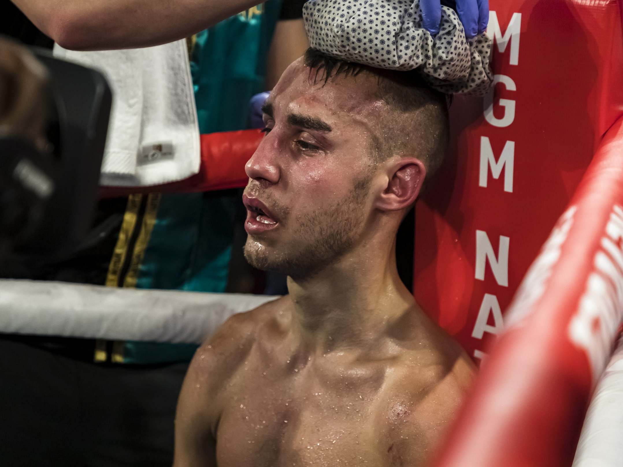 Maxim Dadashev receives attention in his corner