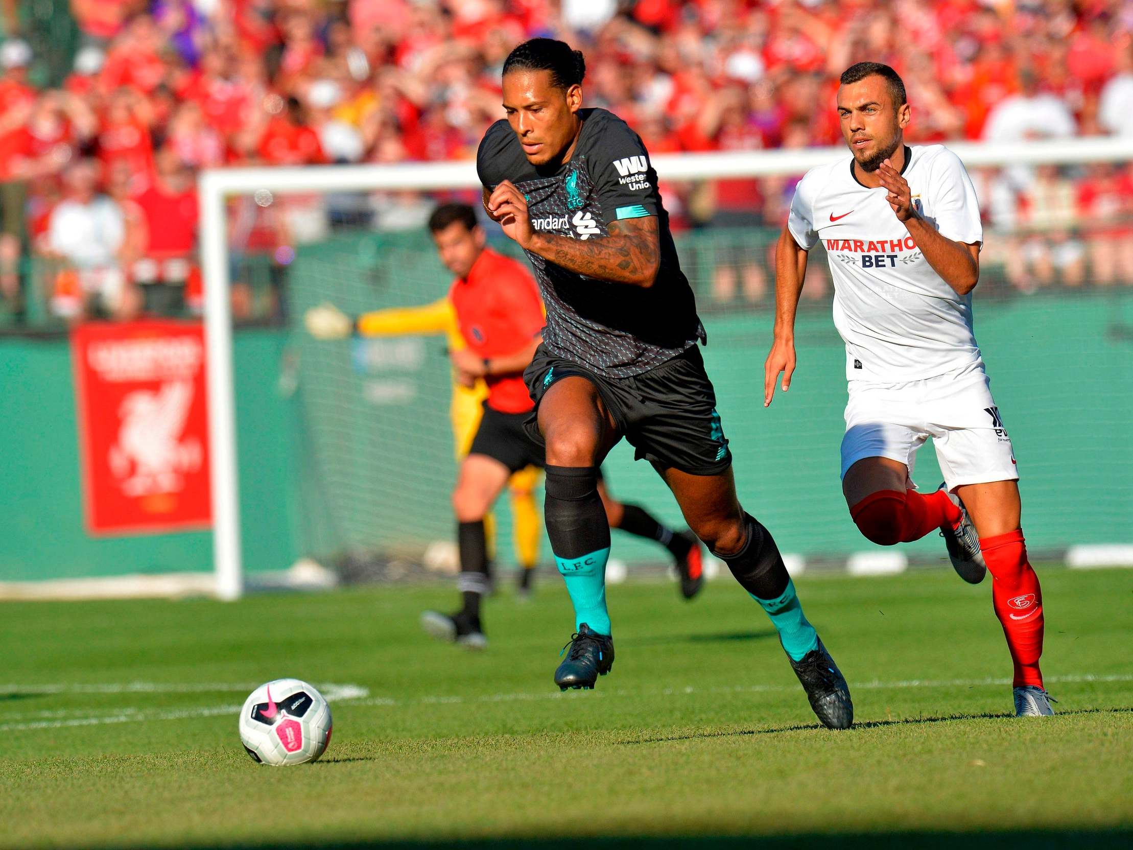 Van Dijk in pre-season action against Sevilla