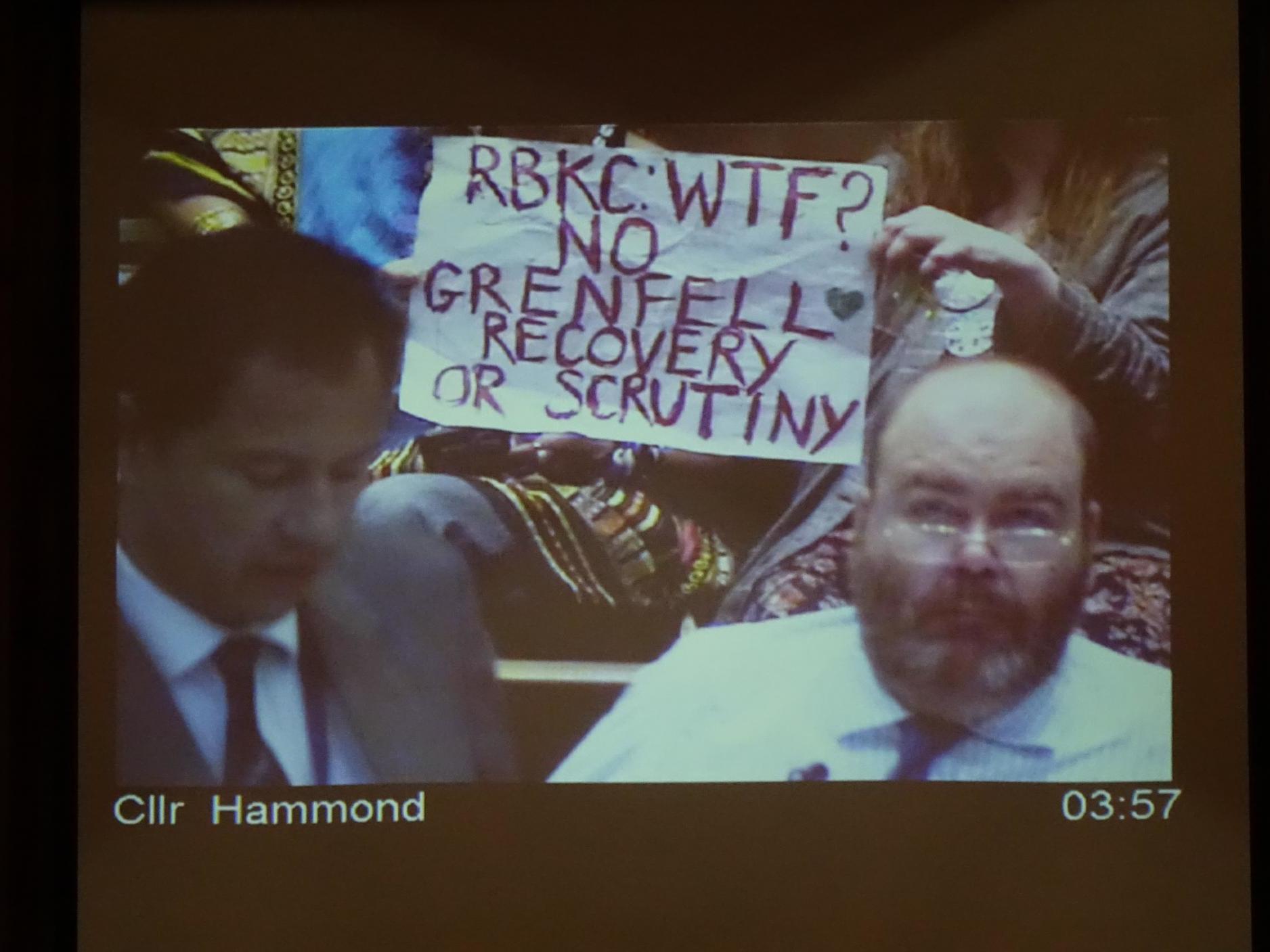 Councillor Hammond speaks about reasons for replacing a committee scrutinising the RBKC’s response to the Grenfell Tower Fire at a full council meeting on Wednesday 24 July 2019