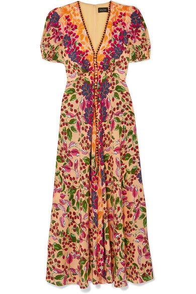 Lea floral-print silk crepe de chine maxi dress