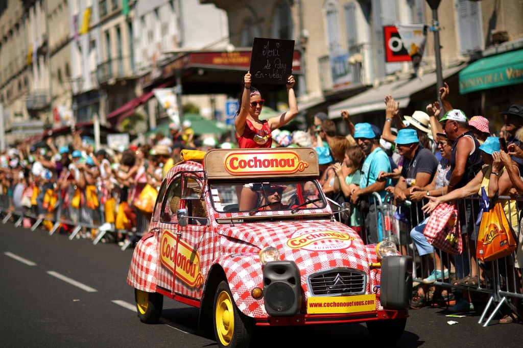 Cochonou give away seven tonnes of sausage during the bike race