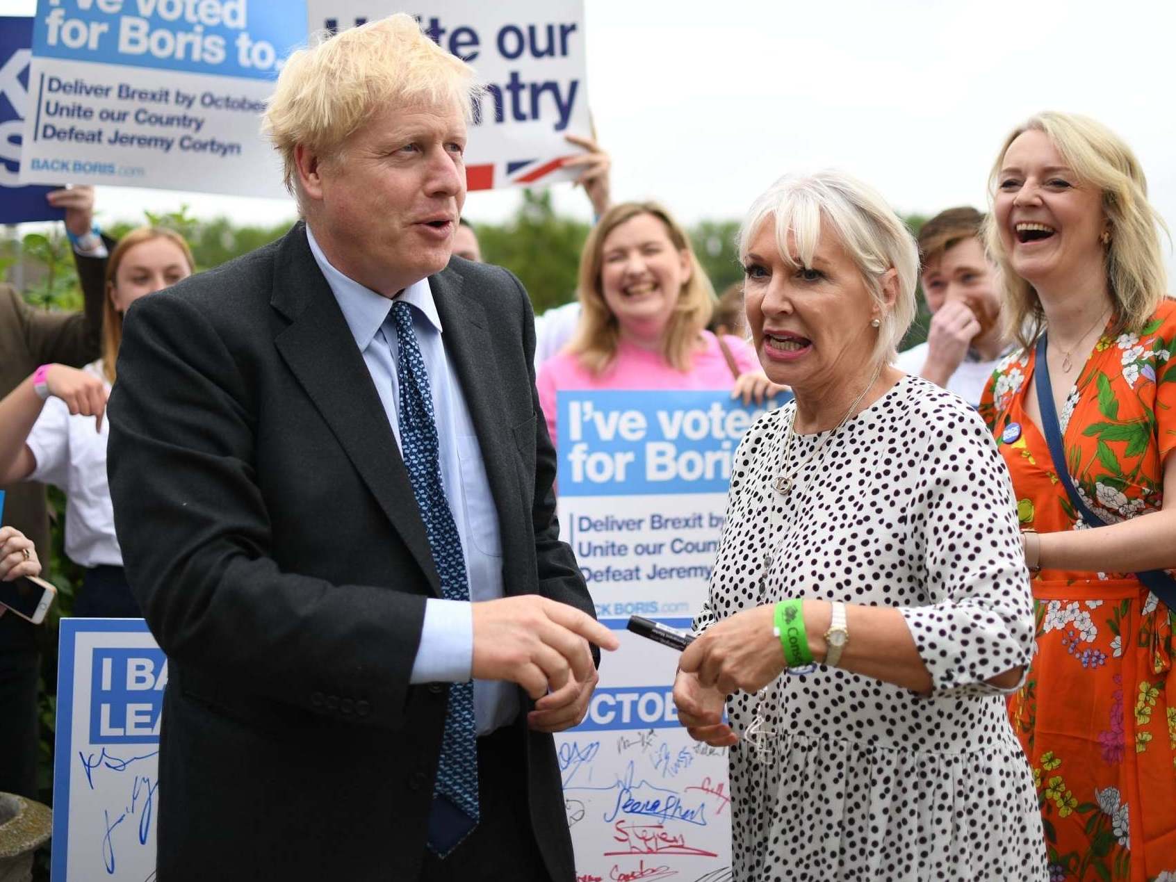 Boris Johnson with Nadine Dorries and Liz Truss