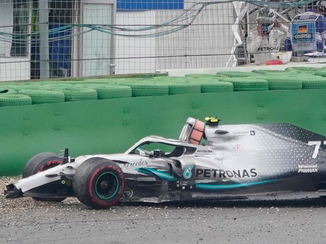 Valtteri Bottas ended the day in the tyre wall