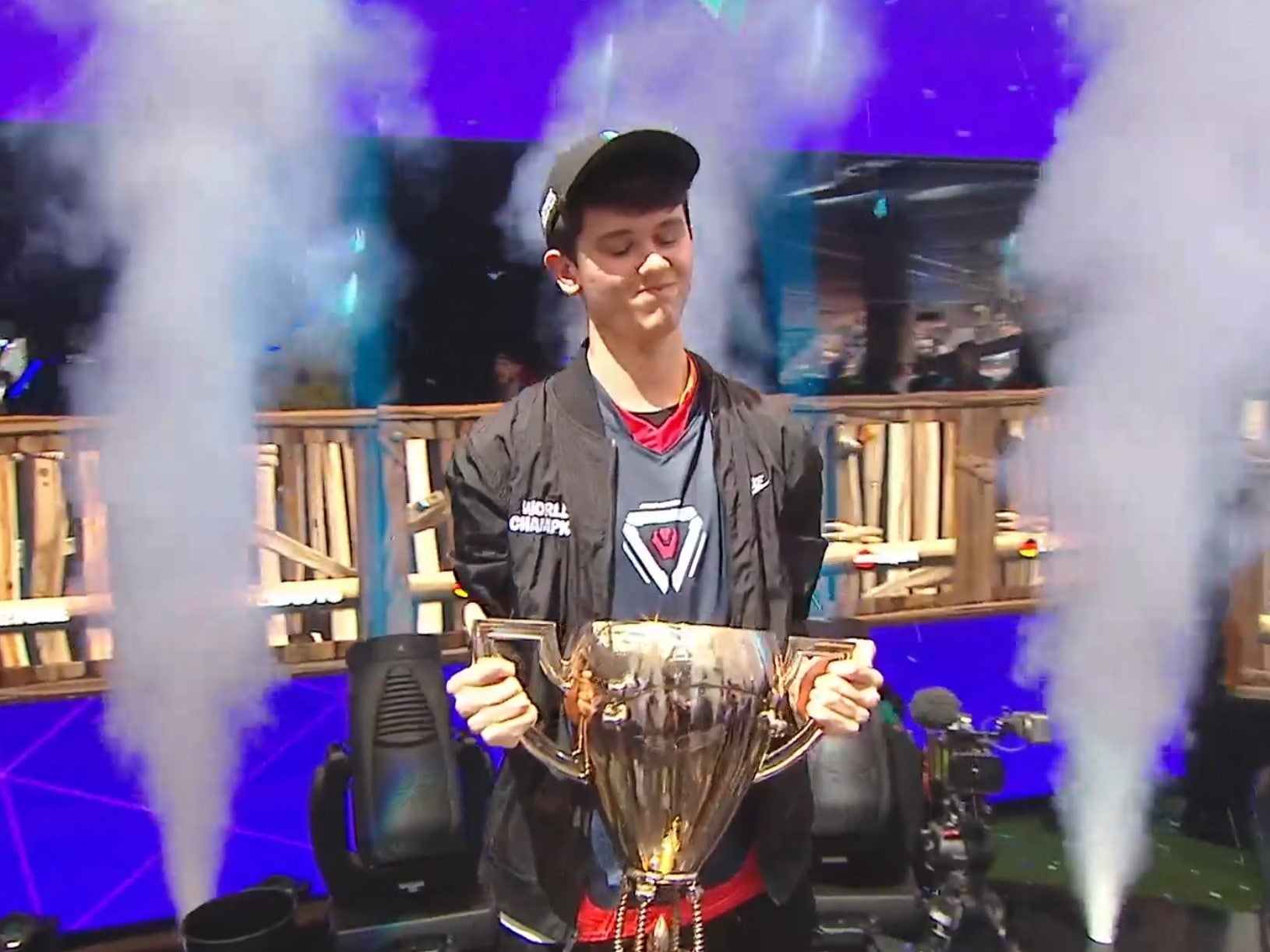 Kyle ‘Bugha’ Giersdorf looked to be in shock after winning the grand prize of $3 million at the Fortnite World Cup finals in New York