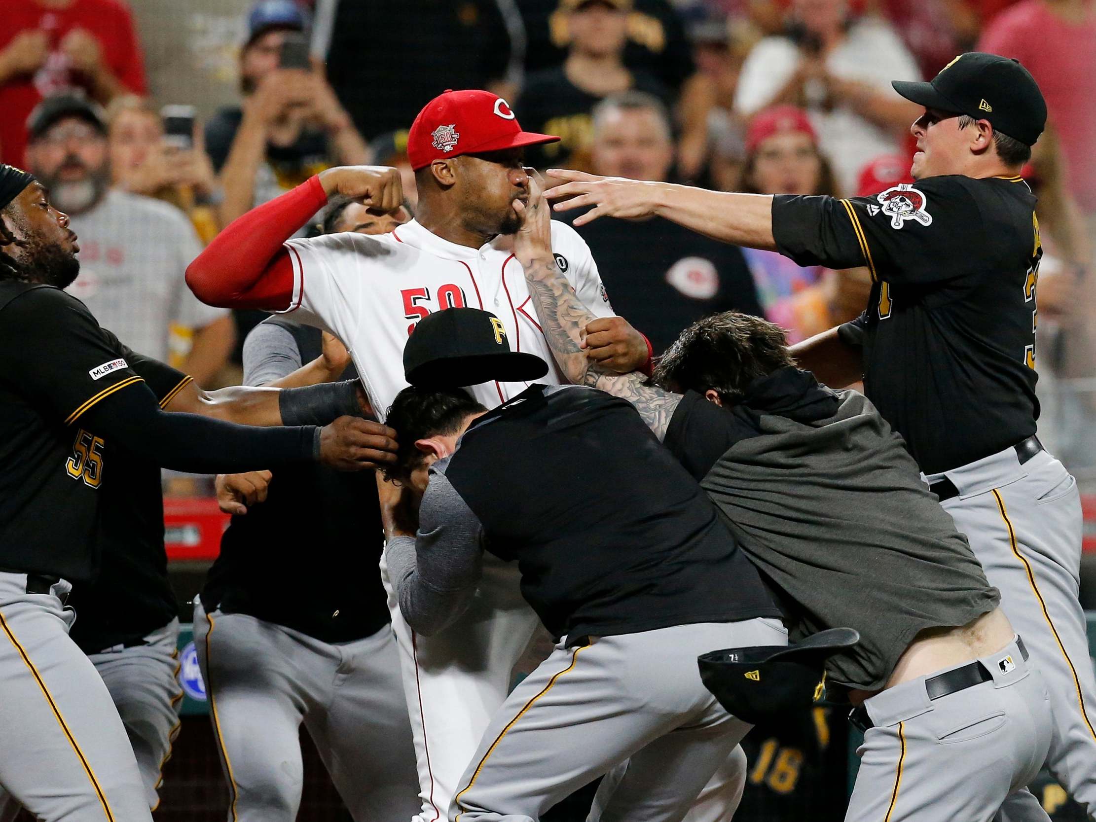 Amir Garrett looks to throw a punch