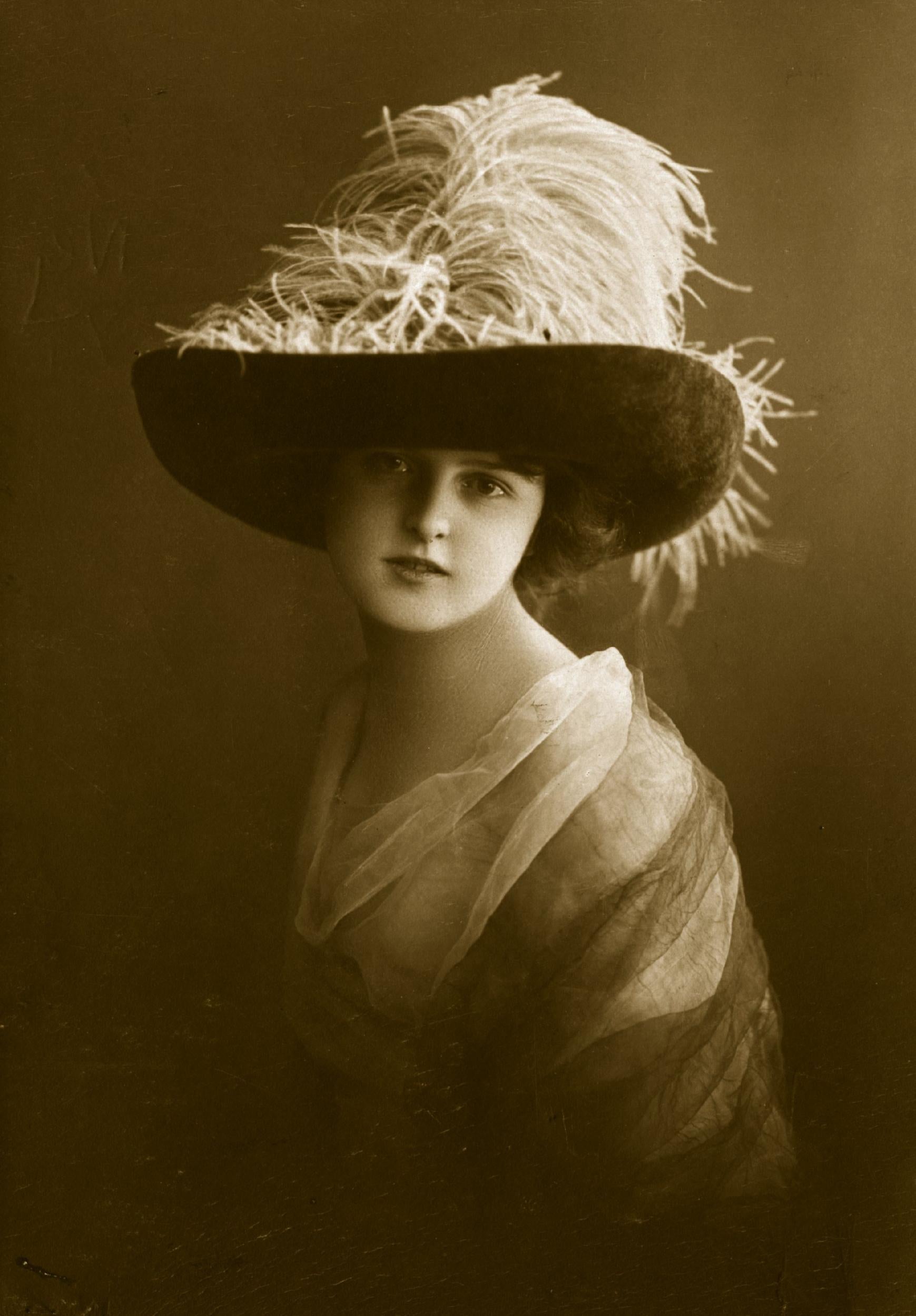 A hat with ostrich feathers circa 1910: the bird was hunted for its feathers, and later farmed after it became popular