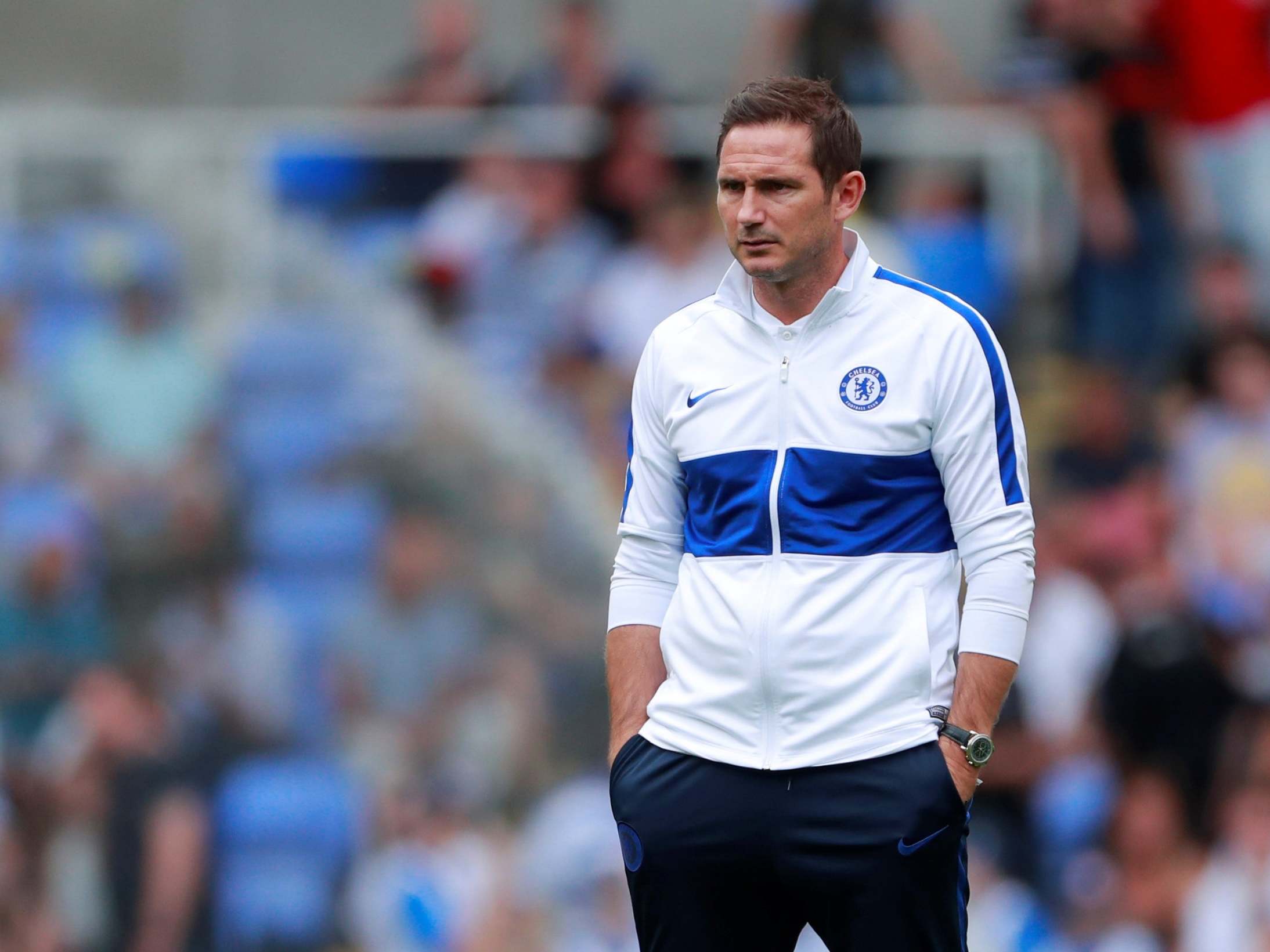 Frank Lampard on the touchline against Reading in a friendly