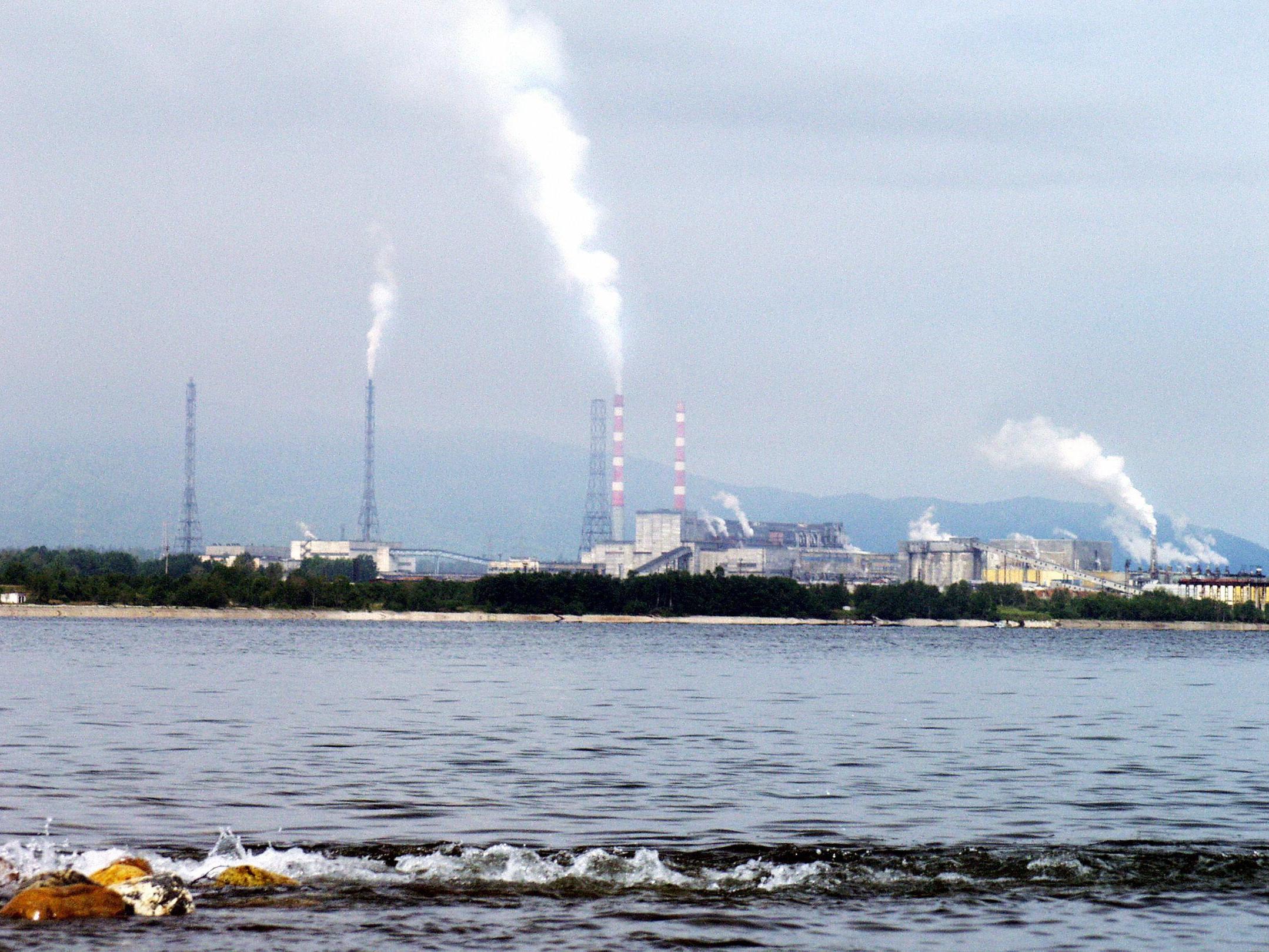 Paper factory on the edge of Lake Baikal in Siberia