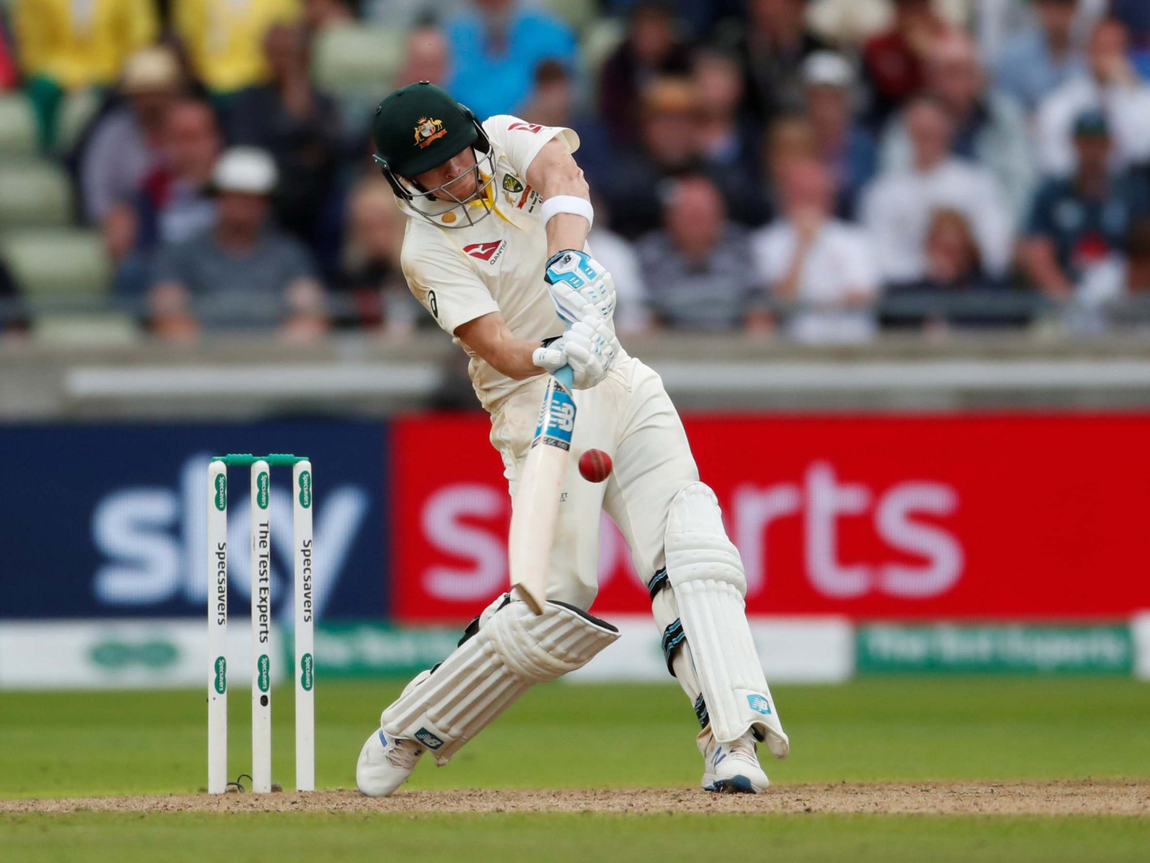 Smith in action on day one of the first Ashes Test