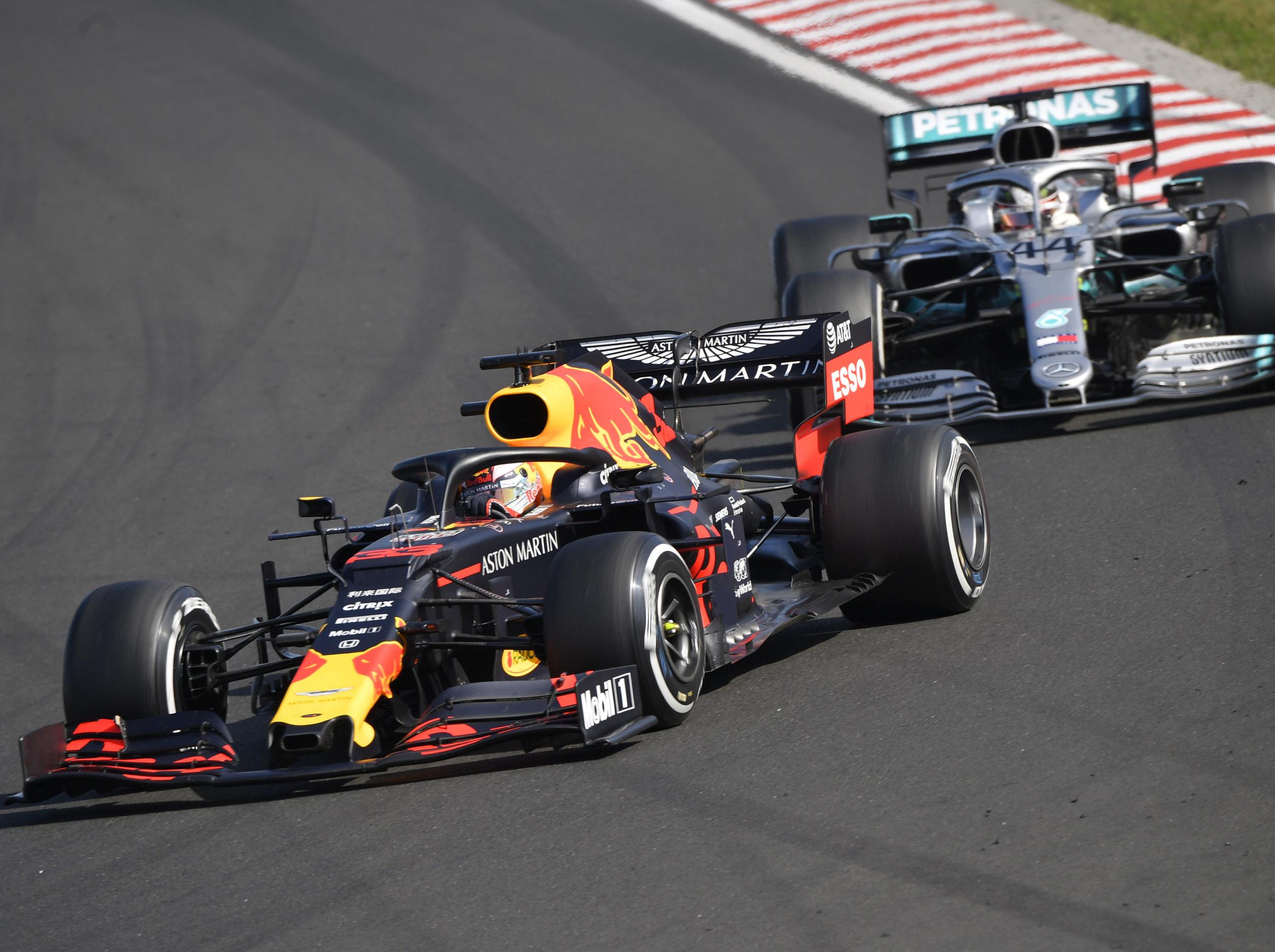 Max Verstappen led his Mercedes rival