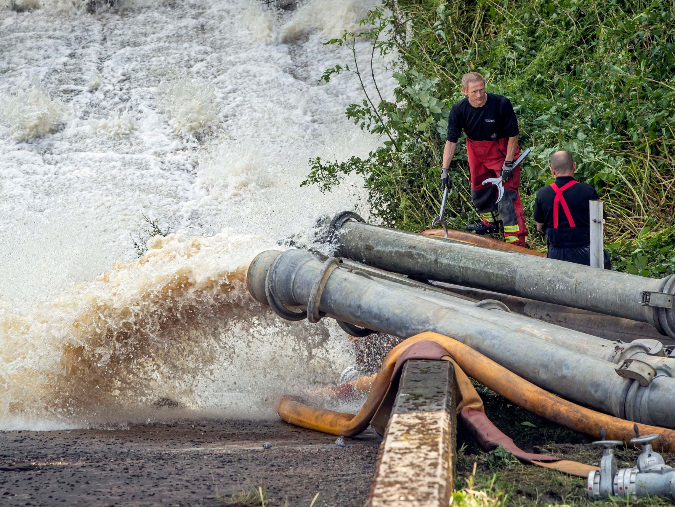 High-volume pipes drained 90 per cent of the water from Toddbrook Reservoir