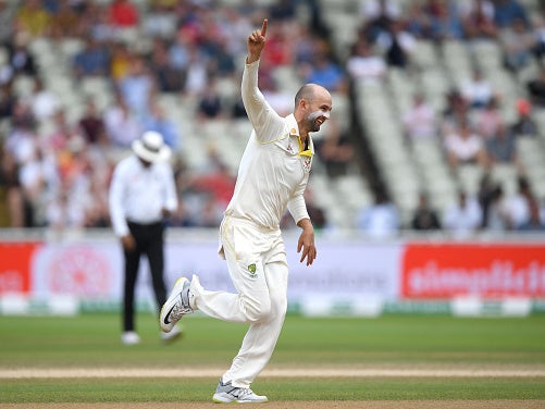 Nathan Lyon celebrates