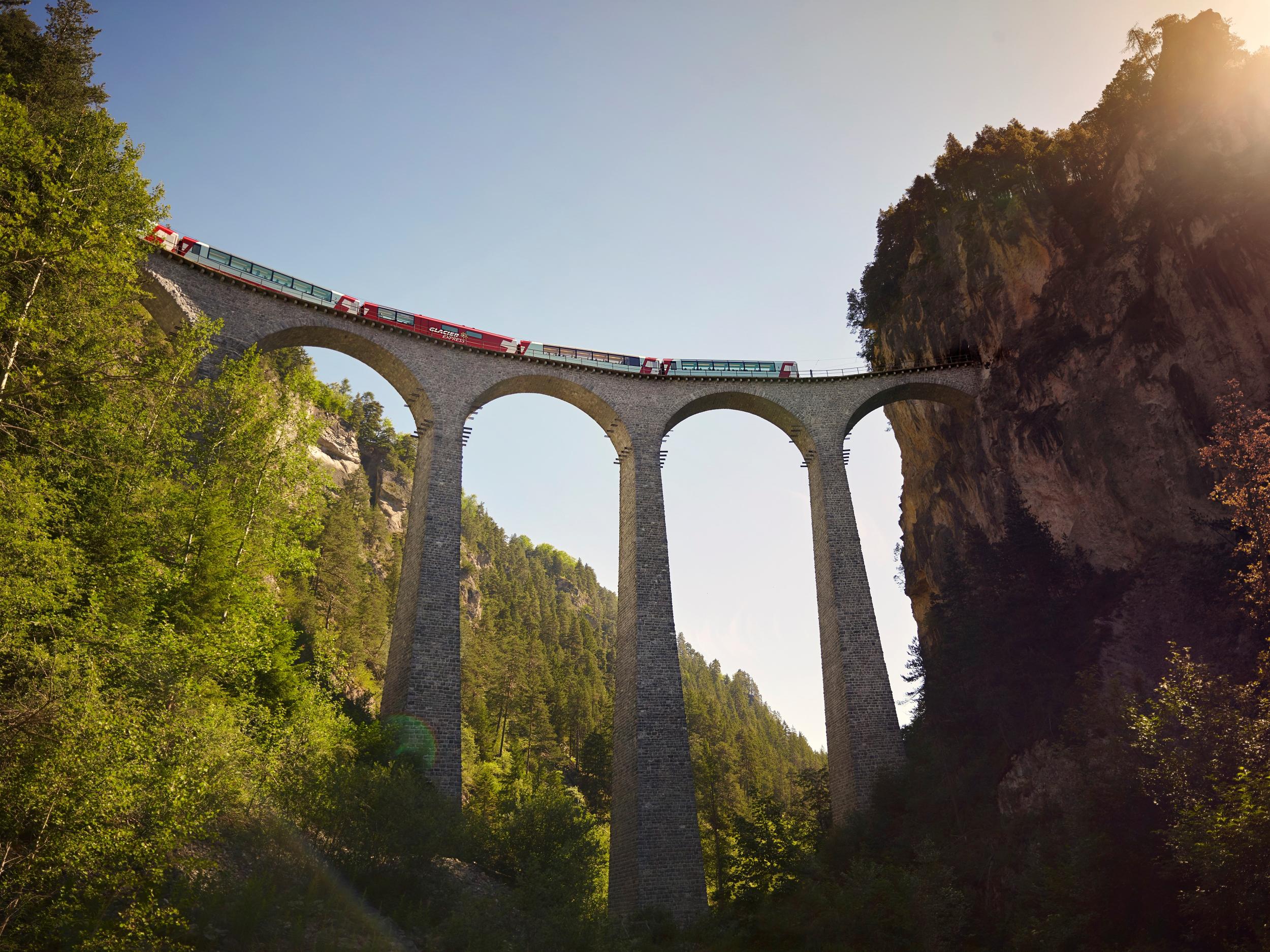 The Glacier Express goes to two famous ski resorts, St Moritz and Zermatt