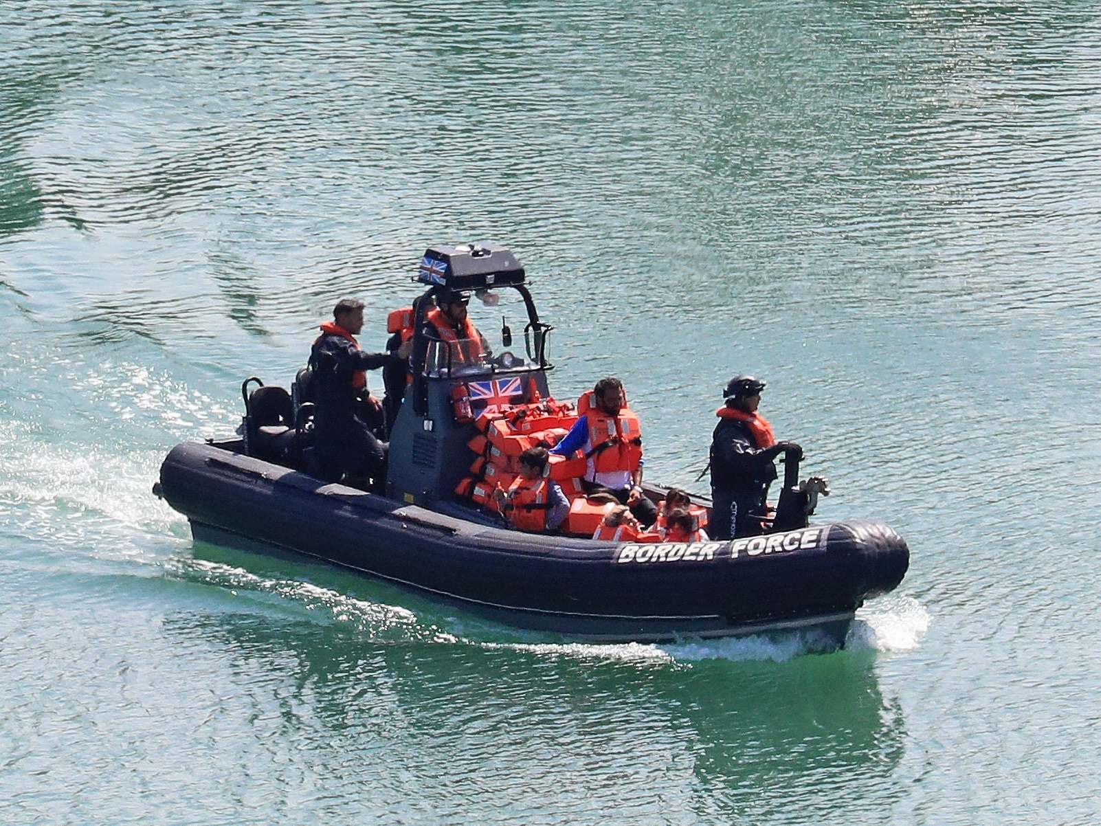 A Border Force boat arrives in Dover