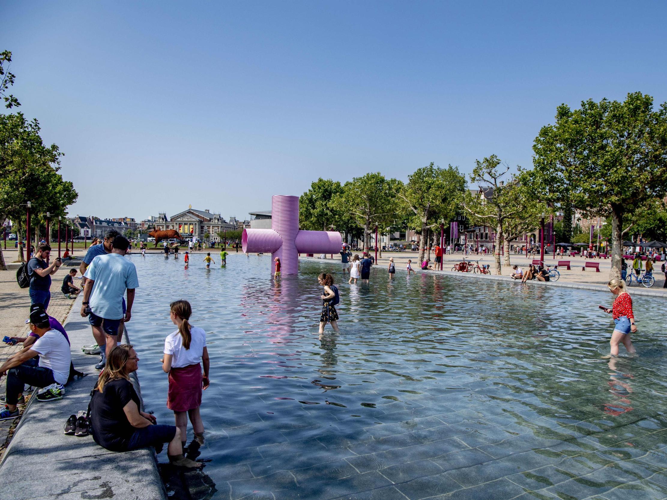 The Museumplein square in Amsterdam on 25 July during the heatwave