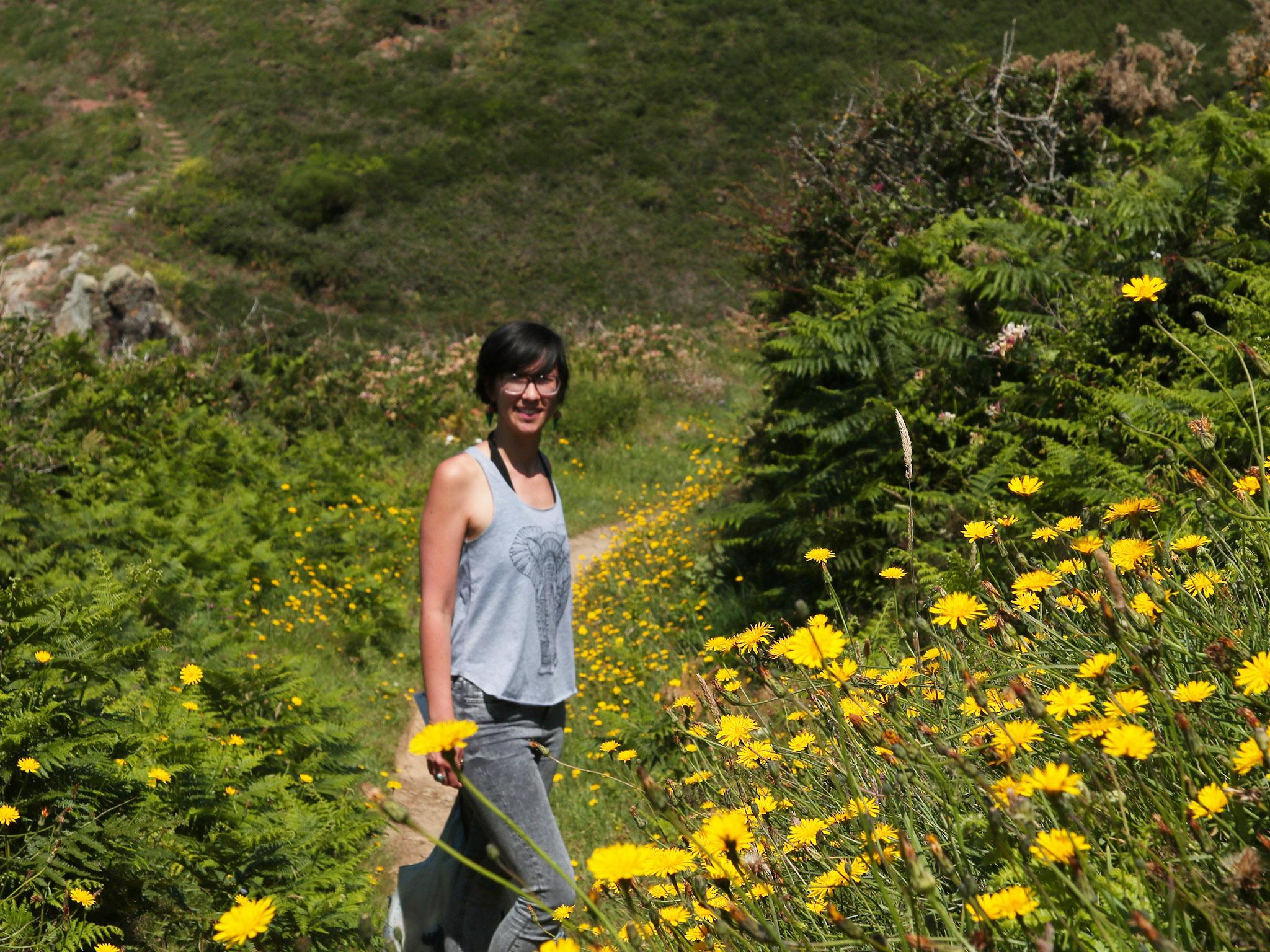 Sophia Cheng in Guernsey on the south coastal path