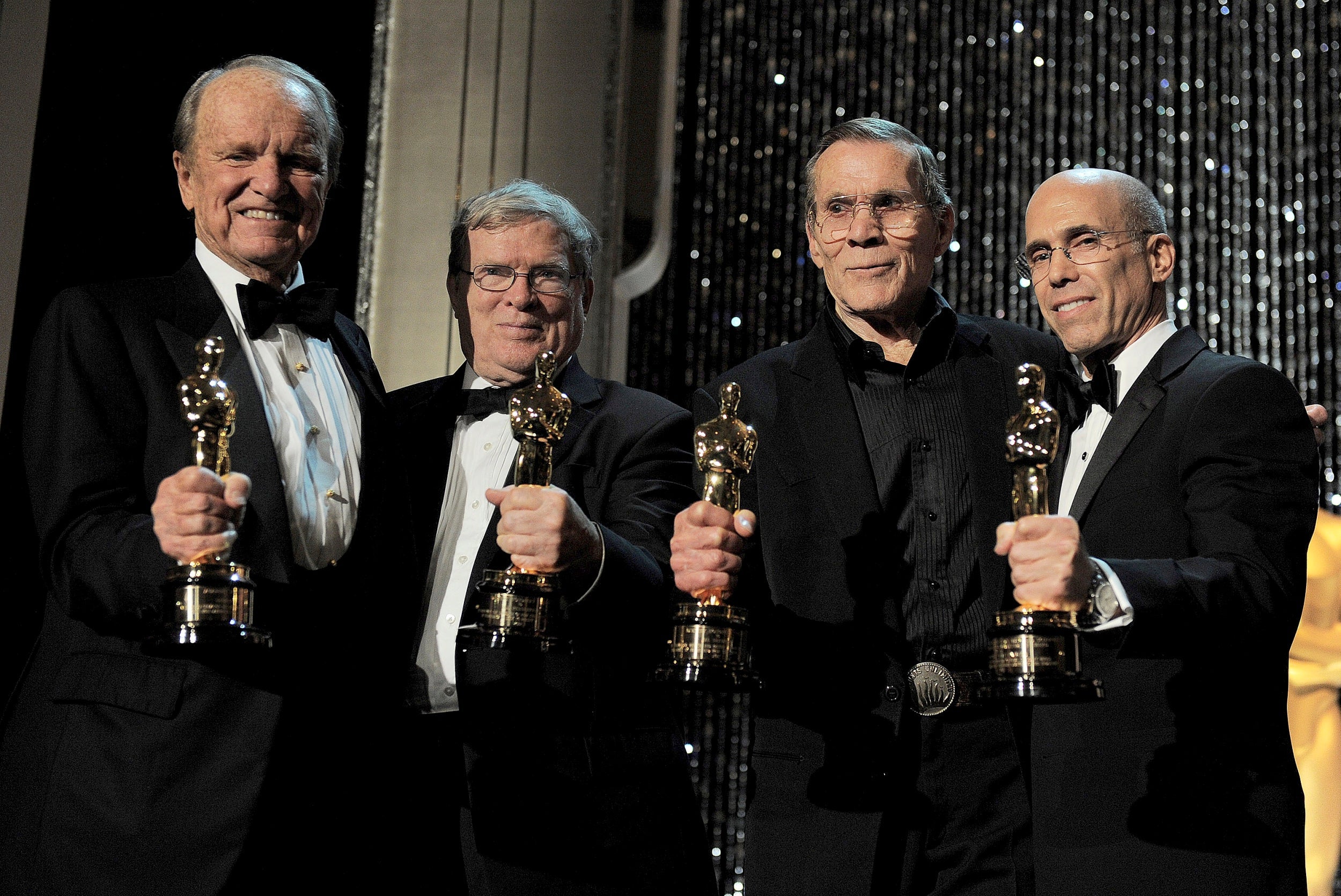 The filmmaker (second from left) was awarded an honorary Oscar for his lifetime’s work