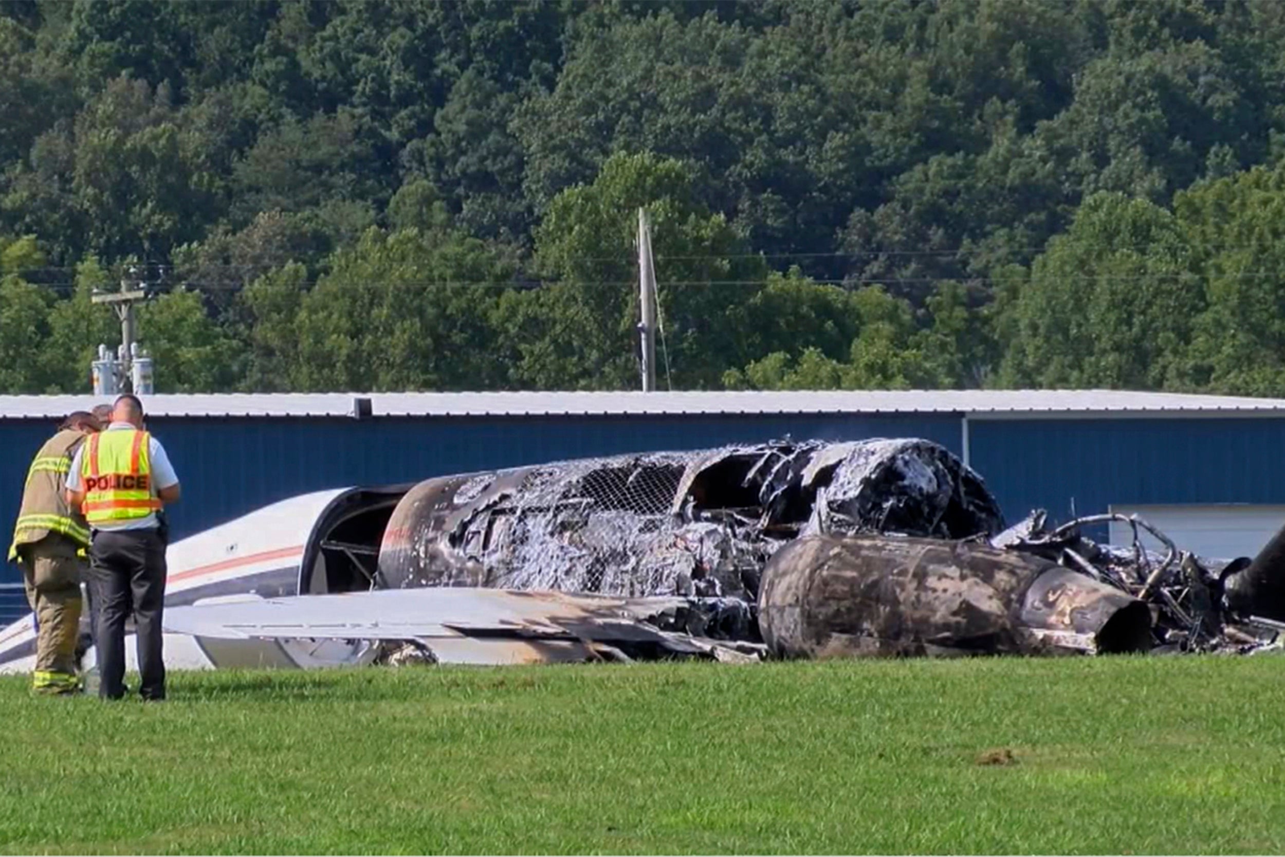 The plane burst into flames but all occupants escaped unhurt