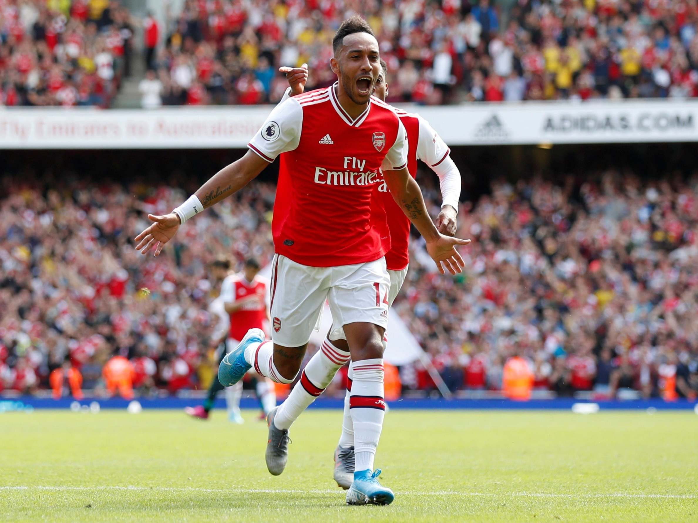 Arsenal’s Pierre-Emerick Aubameyang celebrates (Reuters)