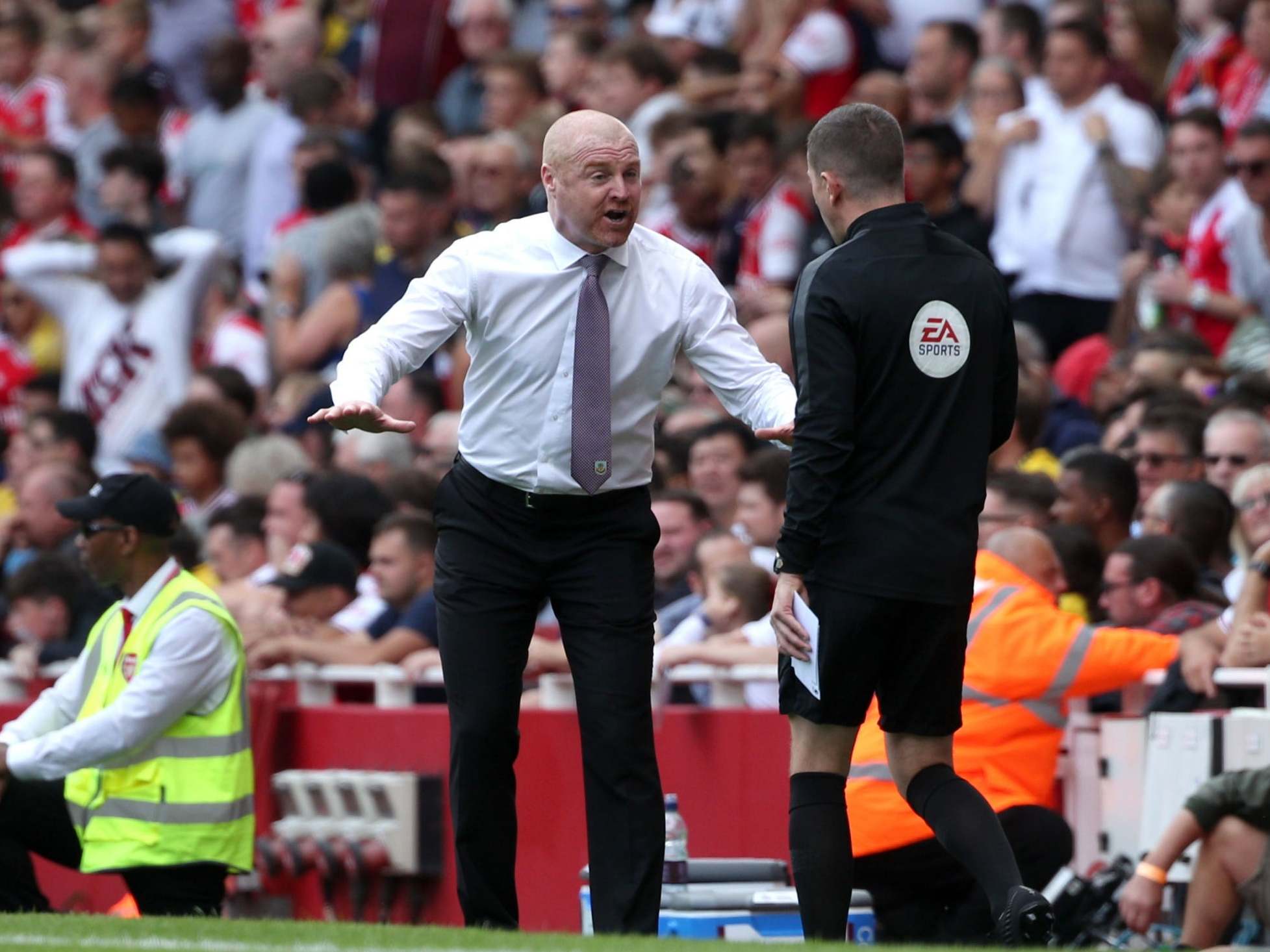 Dyche protests at the Emirates