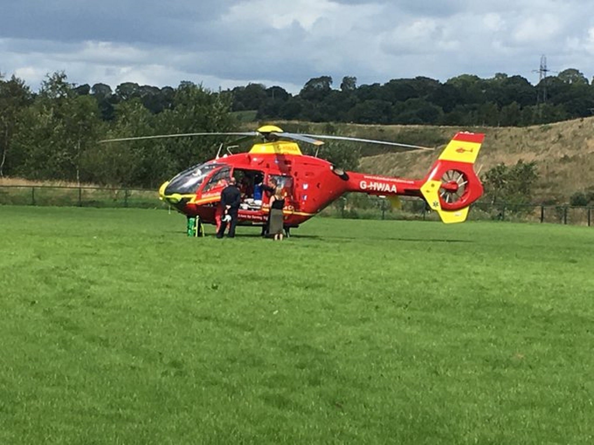 A boy was airlifted to hospital after his neck became impaled on a football training pole at a playing field in Fegg Hayes, Stoke-on-Trent, on 18 August 2019.