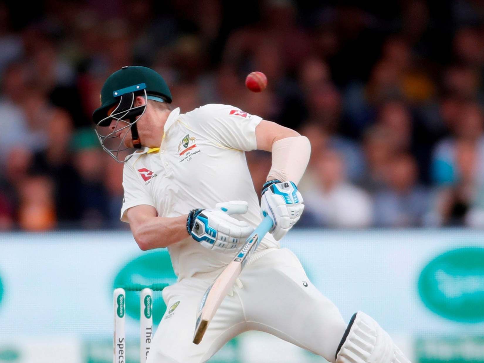 Steve Smith was hit by a Jofra Archer bouncer during the second Test at Lord’s