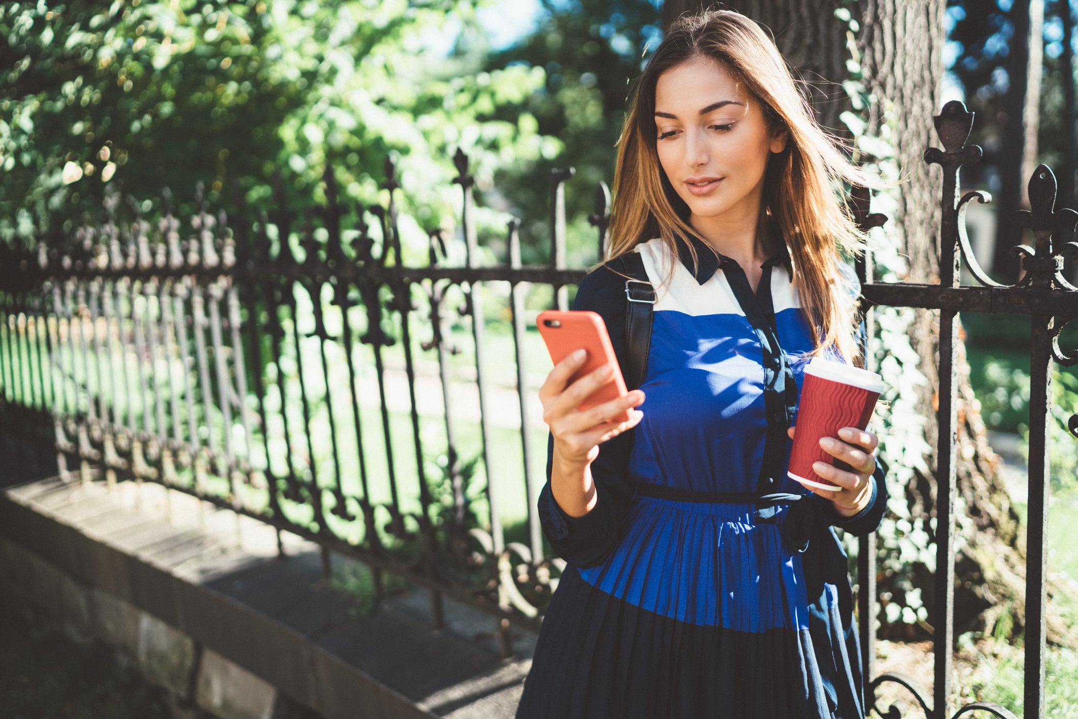 Woman on phone in park