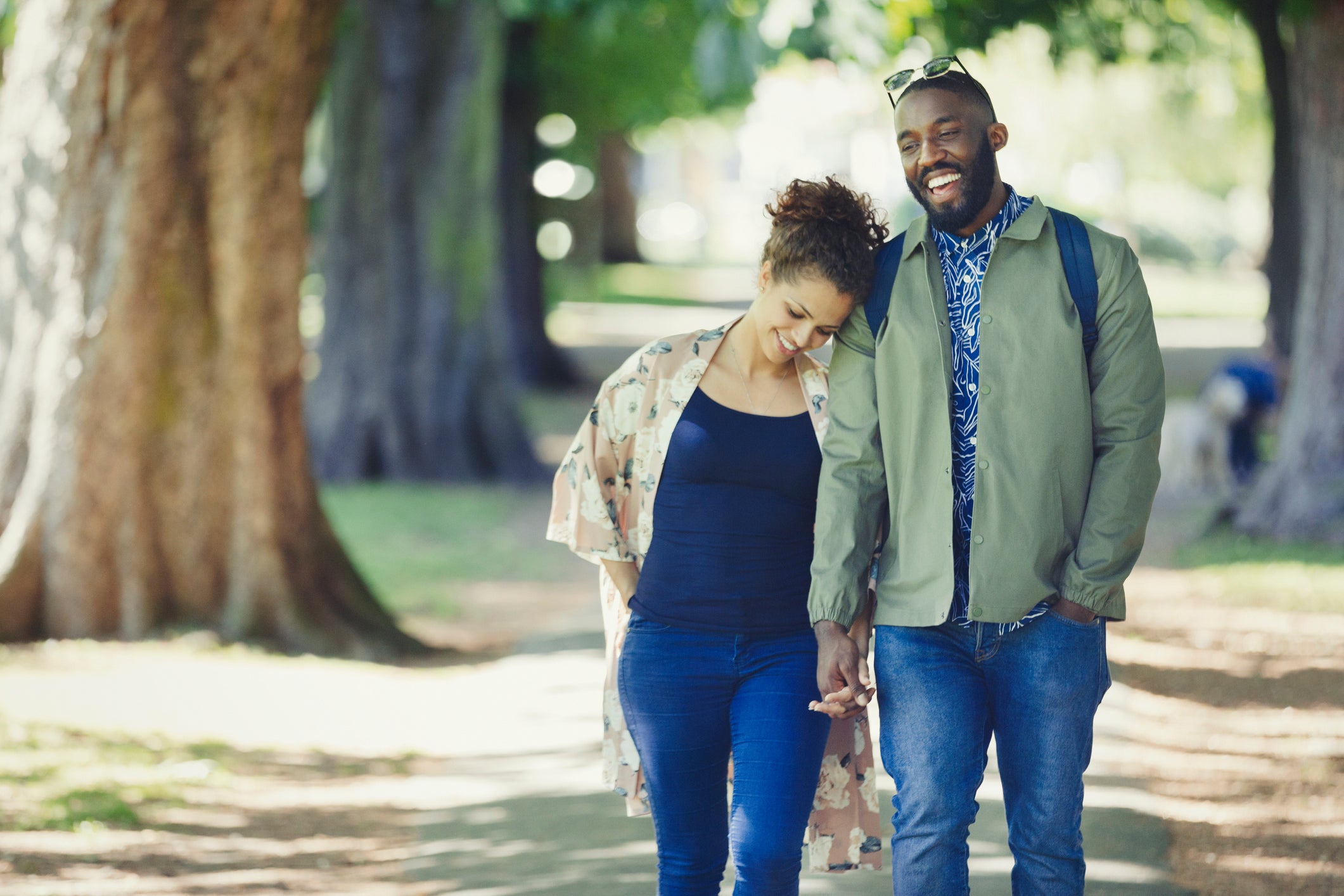 Couple walking in the park