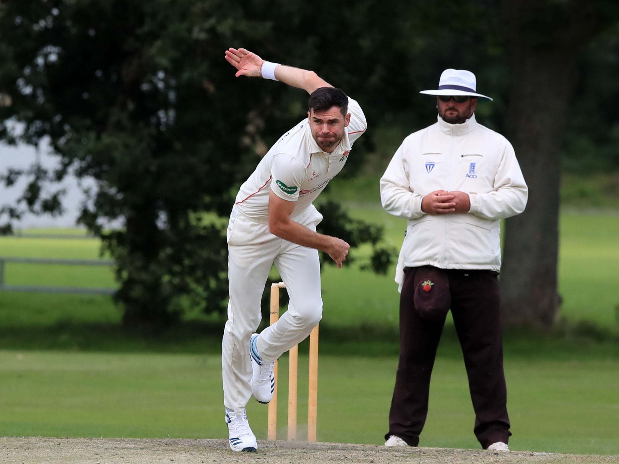 James Anderson bowls for Lancashire seconds